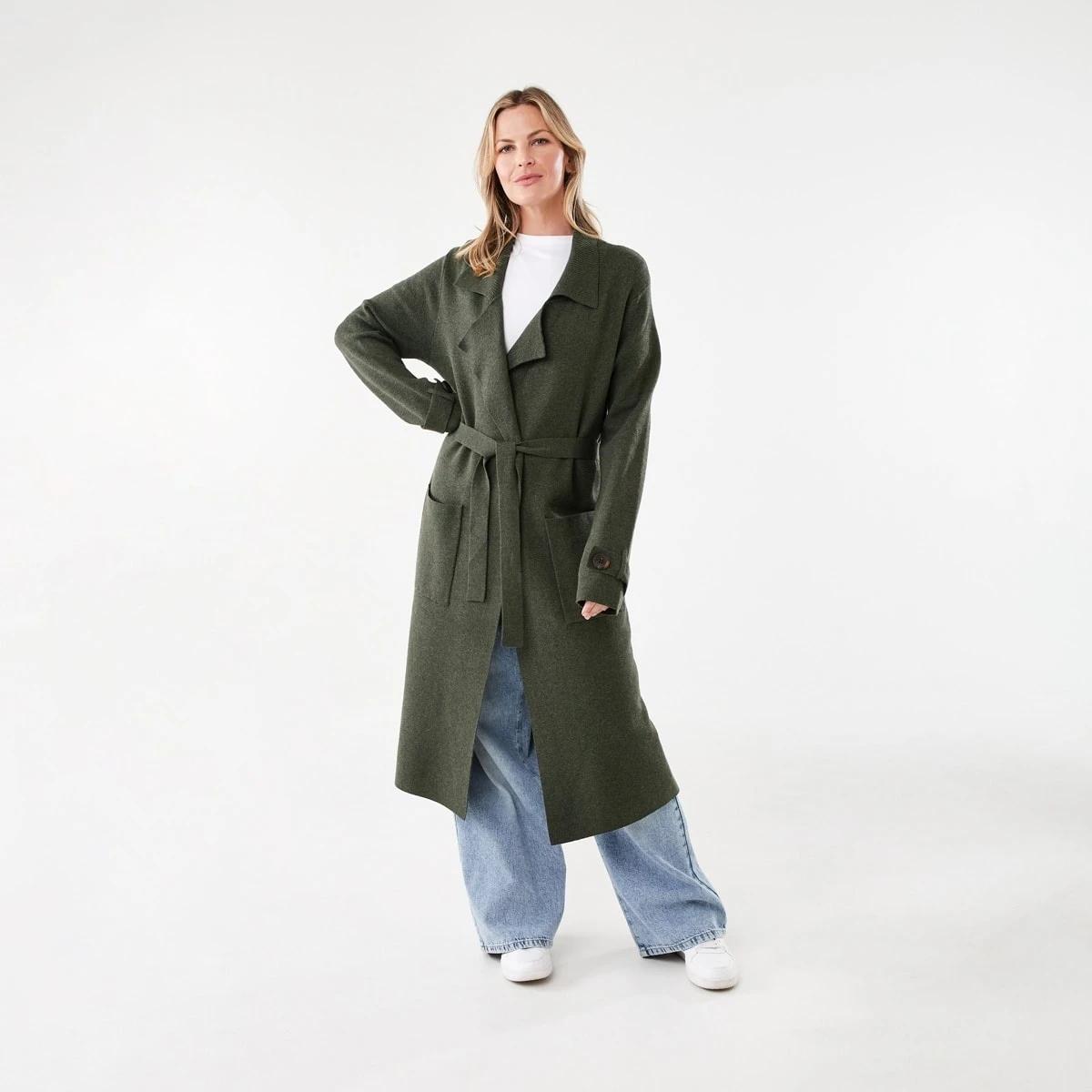 2 Trench Coatigan Grn Olive, 2 of 9