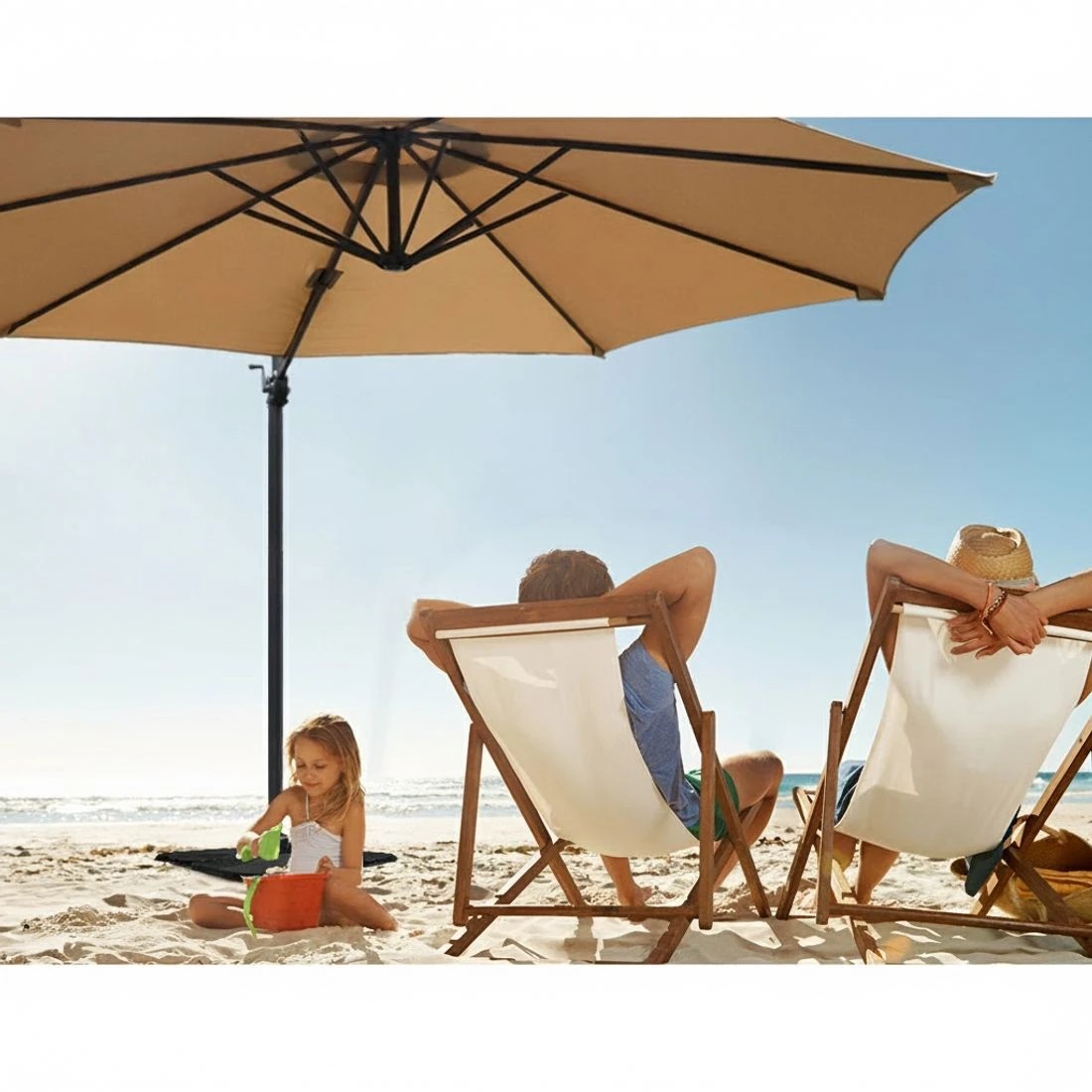 6 Instahut 3m Outdoor Umbrella Cantilever 360 Degree Tilt Beach Roma - Beige, 6 of 6