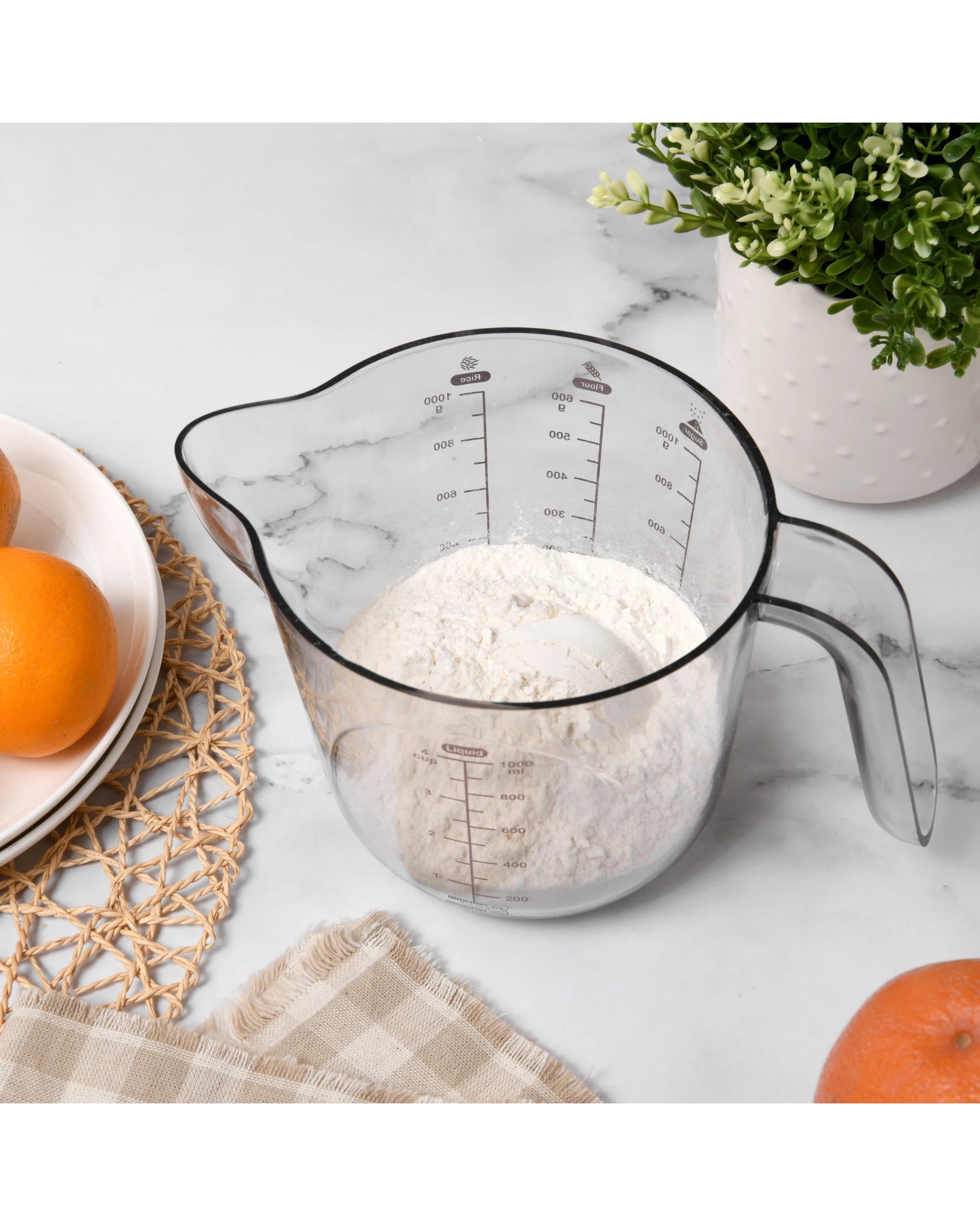 2 Gourmet Kitchen Modern Weight Conversion Measuring Cup AS 1000ml/4cups - Grey, 2 of 8