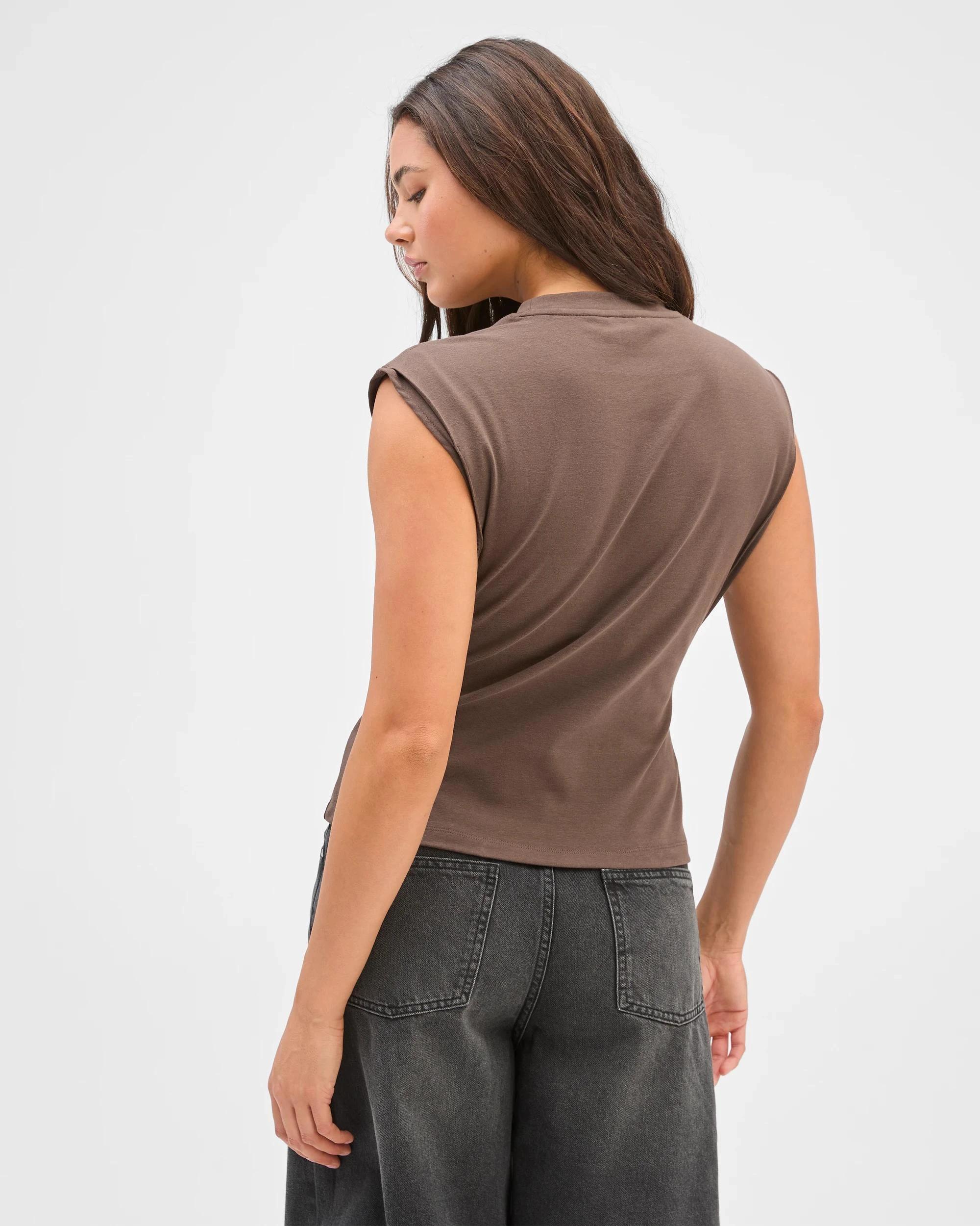 5 Lily Loves Australian Cotton Blend Extended Shoulder T-Shirt CHOCOLATE BROWN, 5 of 5