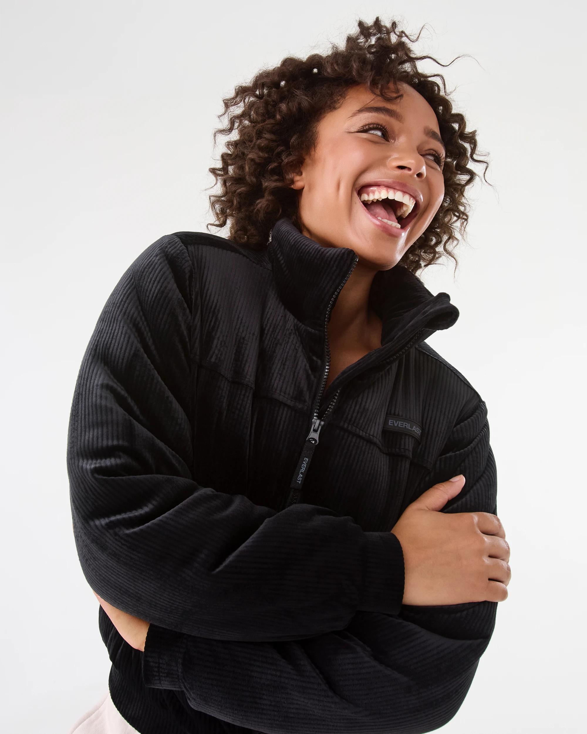 6 Everlast Womens Ribbed Velour Jacket Black, 6 of 8