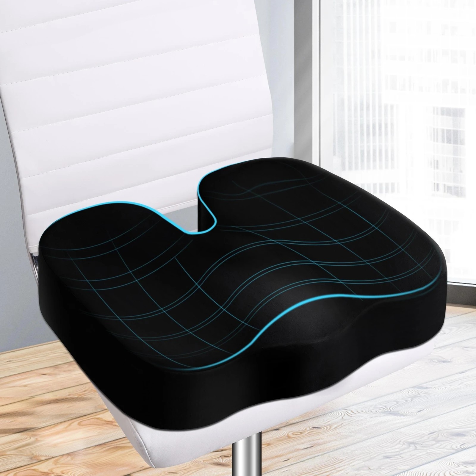 2 Starry Eucalypt Seat Posture Cushion Memory Foam Pillow Pain Relief Plush - Black, 2 of 3
