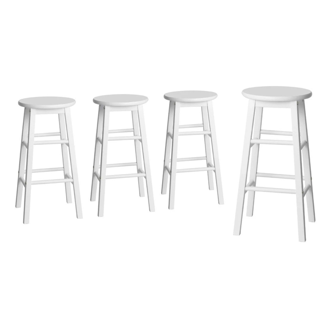 1 Artiss 4x Bar Stools Round Chairs - White, 1 of 5