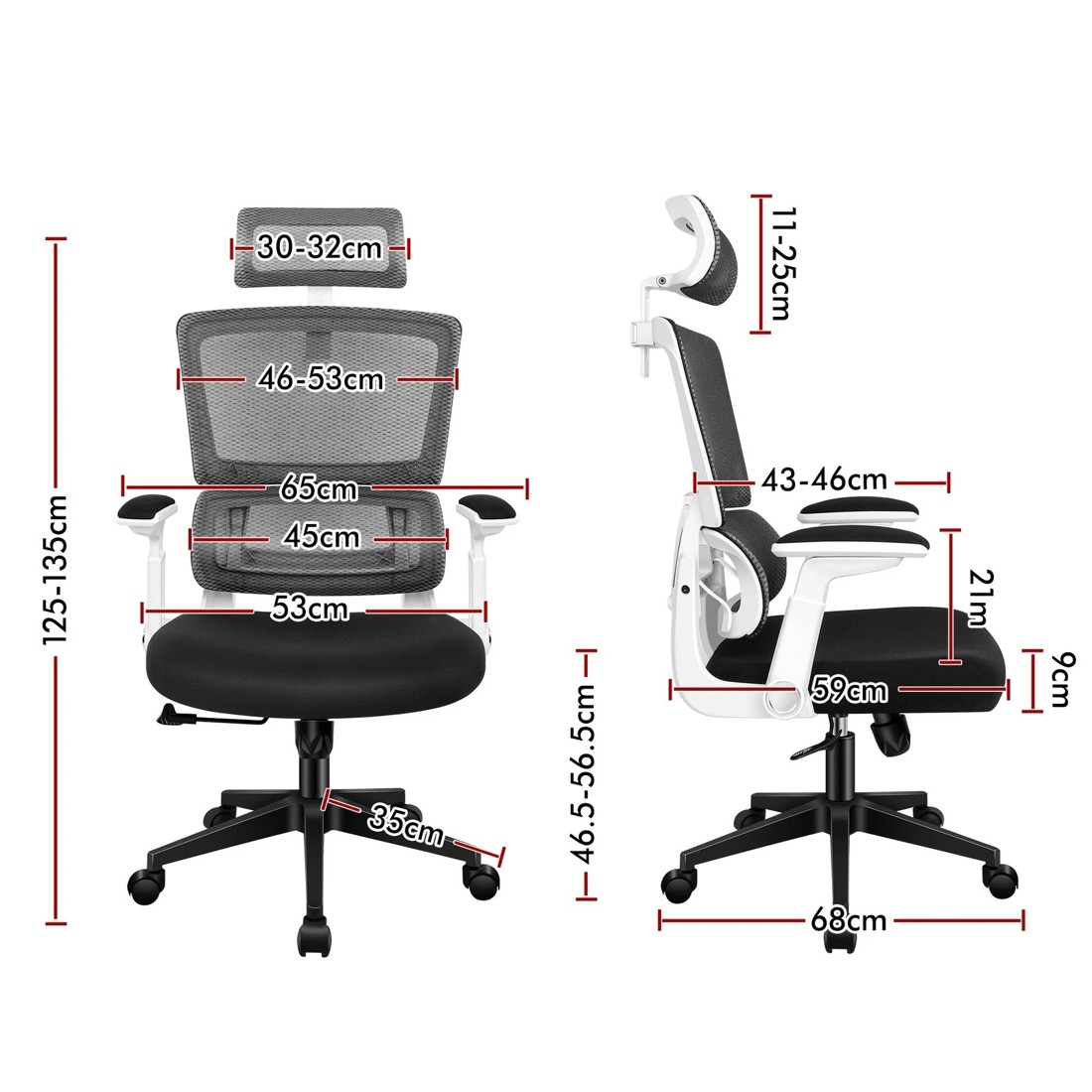 9 Alfordson Mesh Office Chair Executive Computer Chairs Study Work Gaming Seat - White, 9 of 10