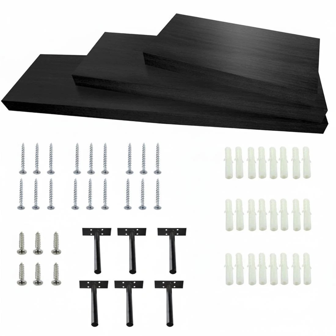 9 Artiss Floating Wall Shelf Set Of 3 Display Storage Space Saving Modern Decor Easy Install Sturdy Wall Mounted - Black, 9 of 10