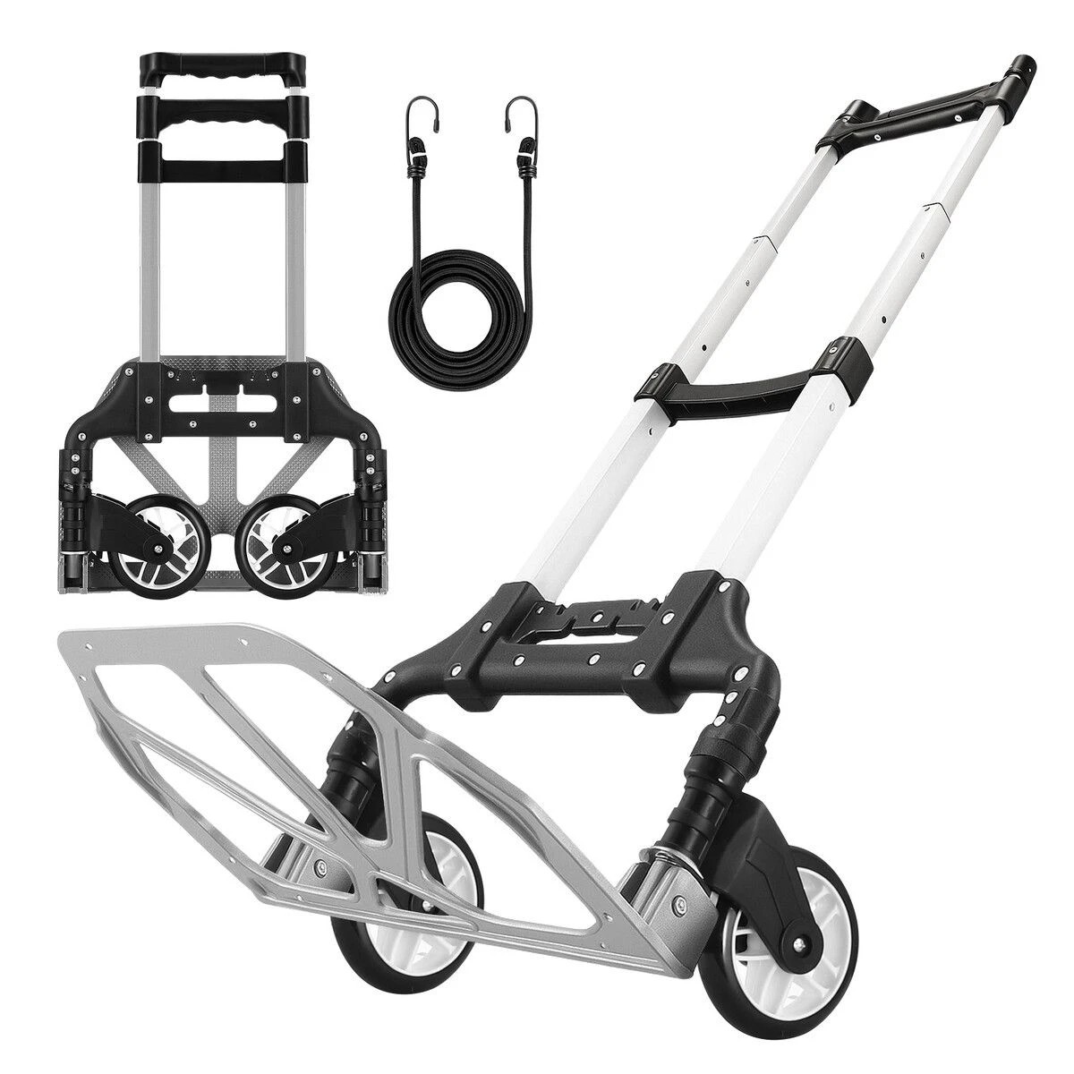 3 AUSWAY Folding Dolly Hand Truck Utility Luggage Cart Shopping Trolley Collapsible Foldable, 3 of 5