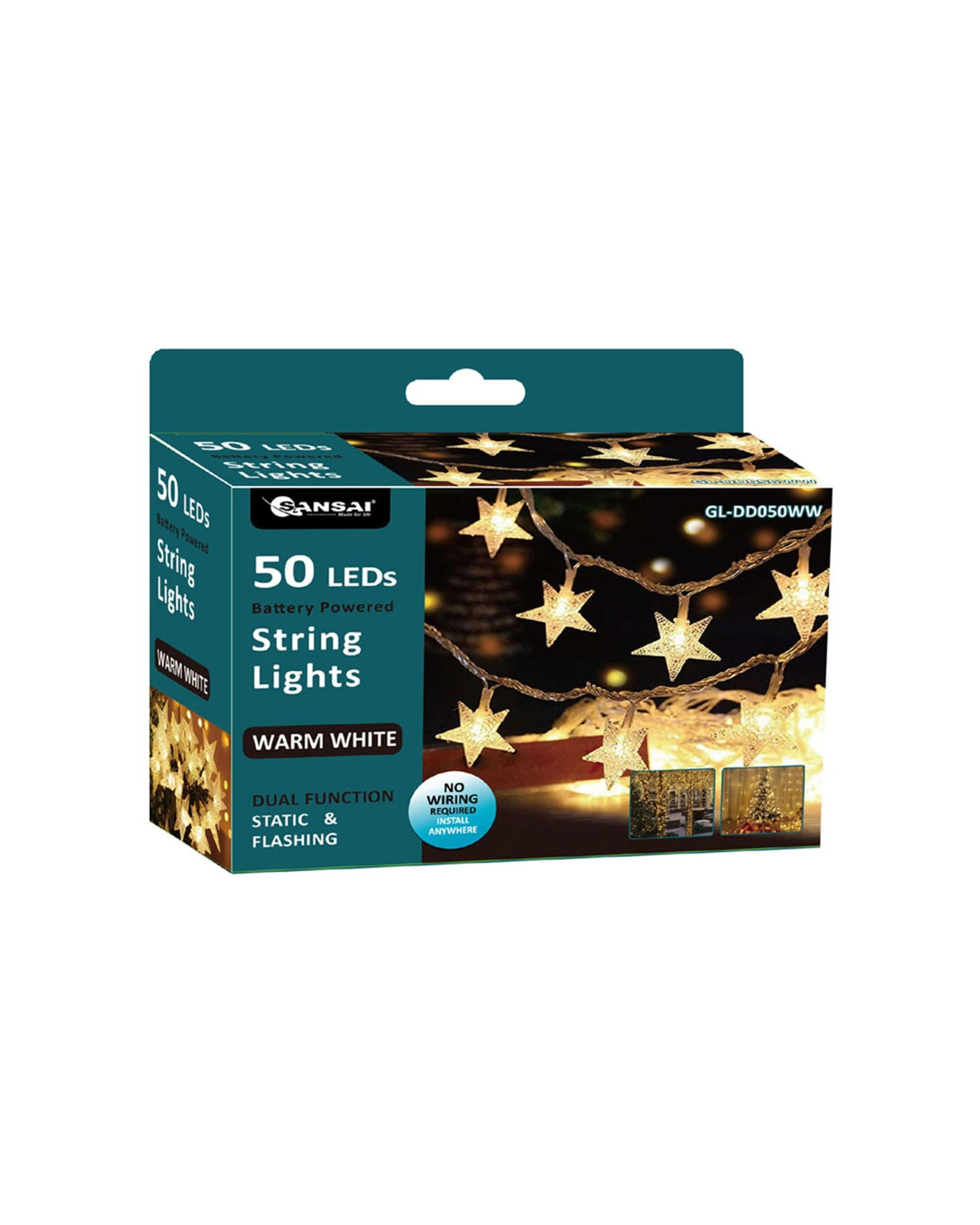 3 Sansai 2x 50 LED Battery Star Decorative Christmas String Lights Warm - White, 3 of 3