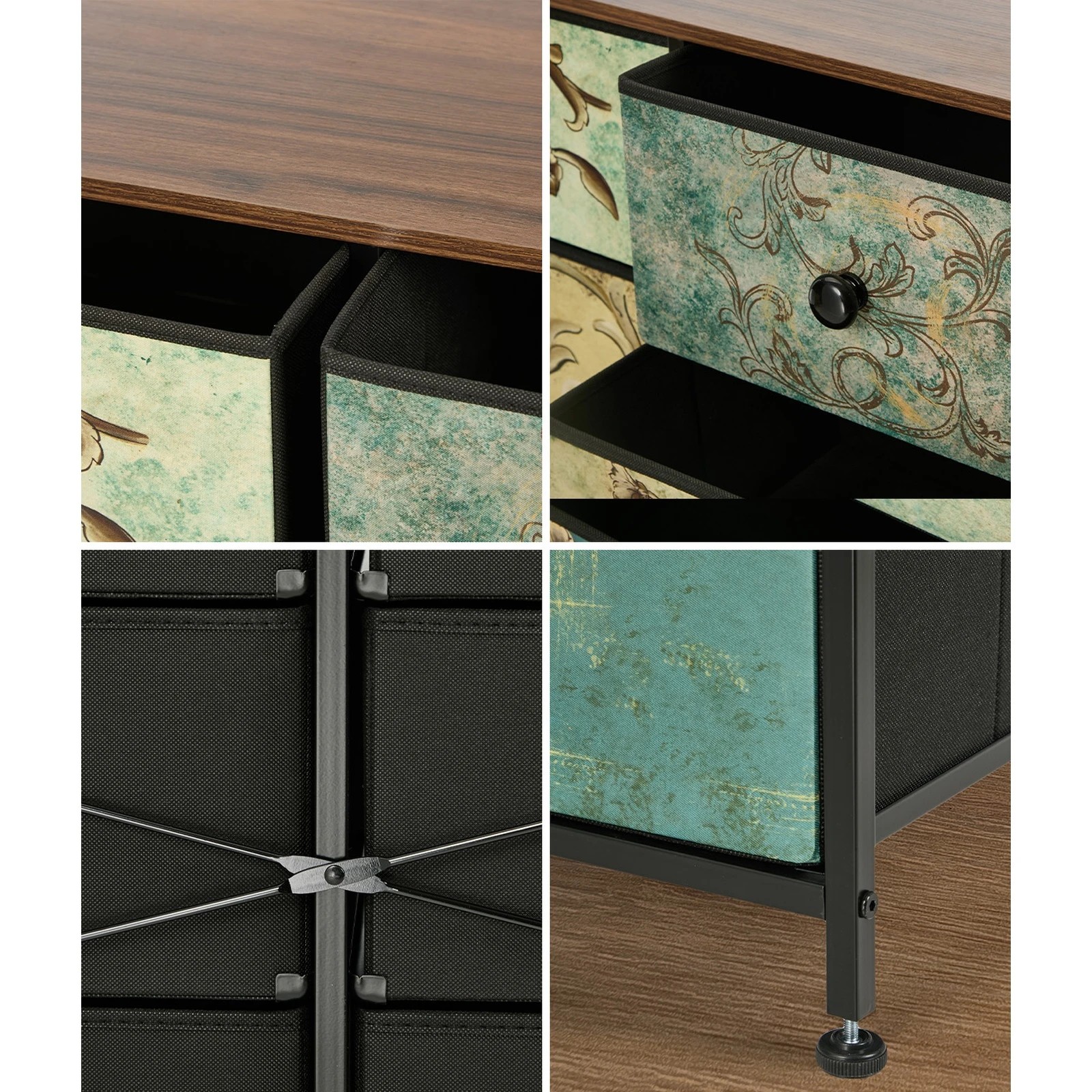 5 Oikiture 6 Chest of Drawers Fabric Storage Cabinet Retro Lowboy Organizer - Multi, 5 of 6