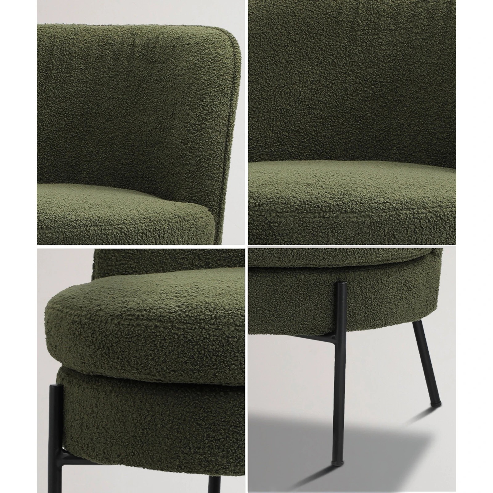 5 Oikiture Armchair Lounge Chair Accent Couch Chairs Padded Sofa Boucle - Green, 5 of 6