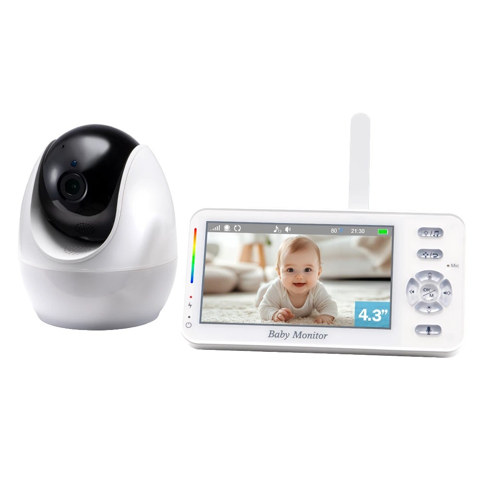 1 PlayPals 4.3" Baby Monitor 1080P 2-Way Talk Night Vision Camera Mobile APP - White, 1 of 3