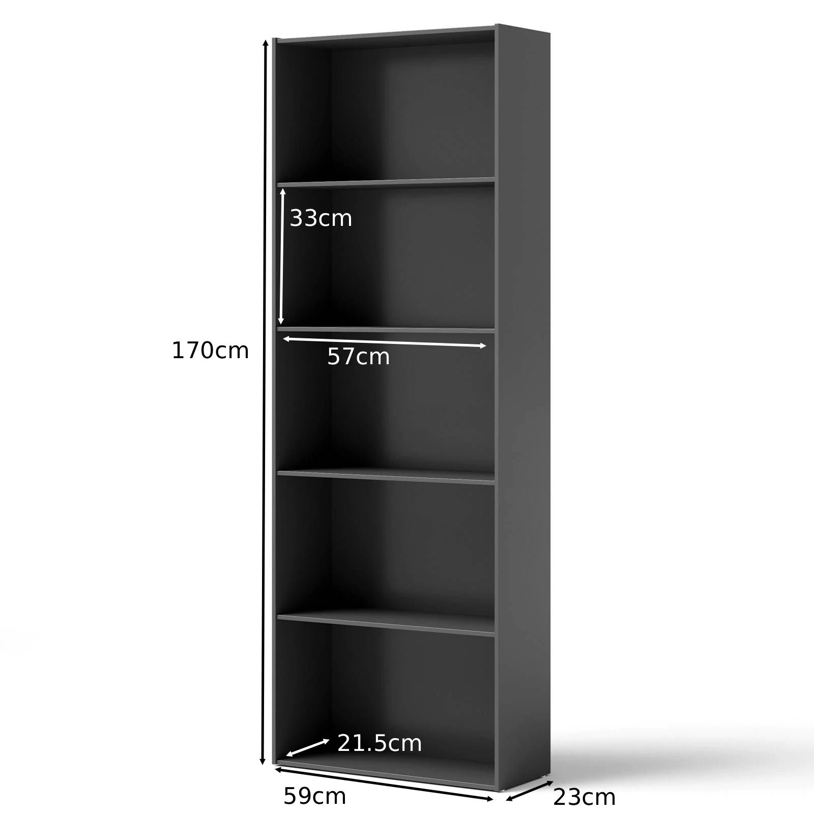 3 Costway 5-Shelf Storage Bookcase Modern Multi-Functional Display Cabinet Shelf Bookshelf - Black, 3 of 4
