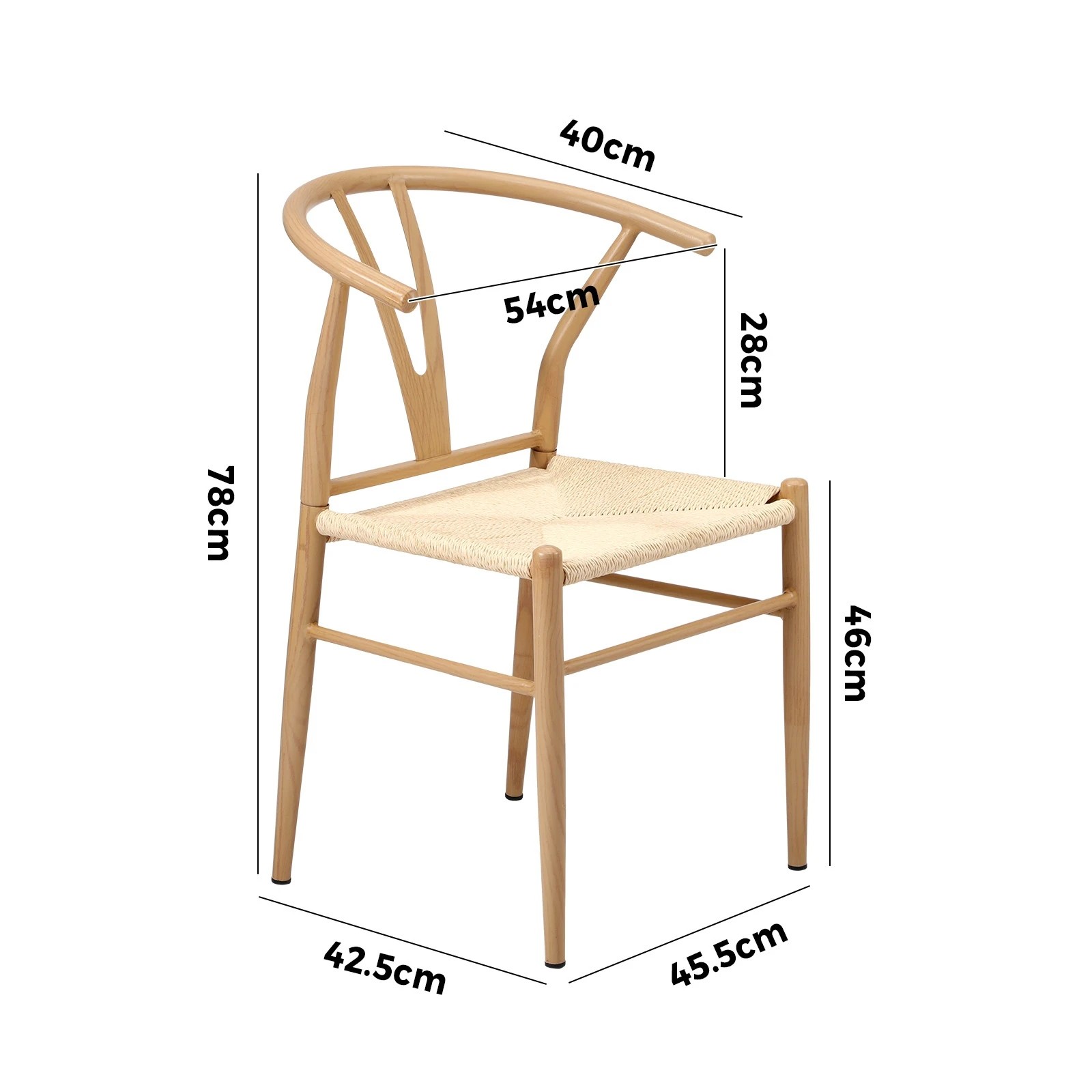9 Oikiture 2x Dining Chair Metal Hans Wegner Chair Wishbone Cafe Lounge
 - Beige, 9 of 10