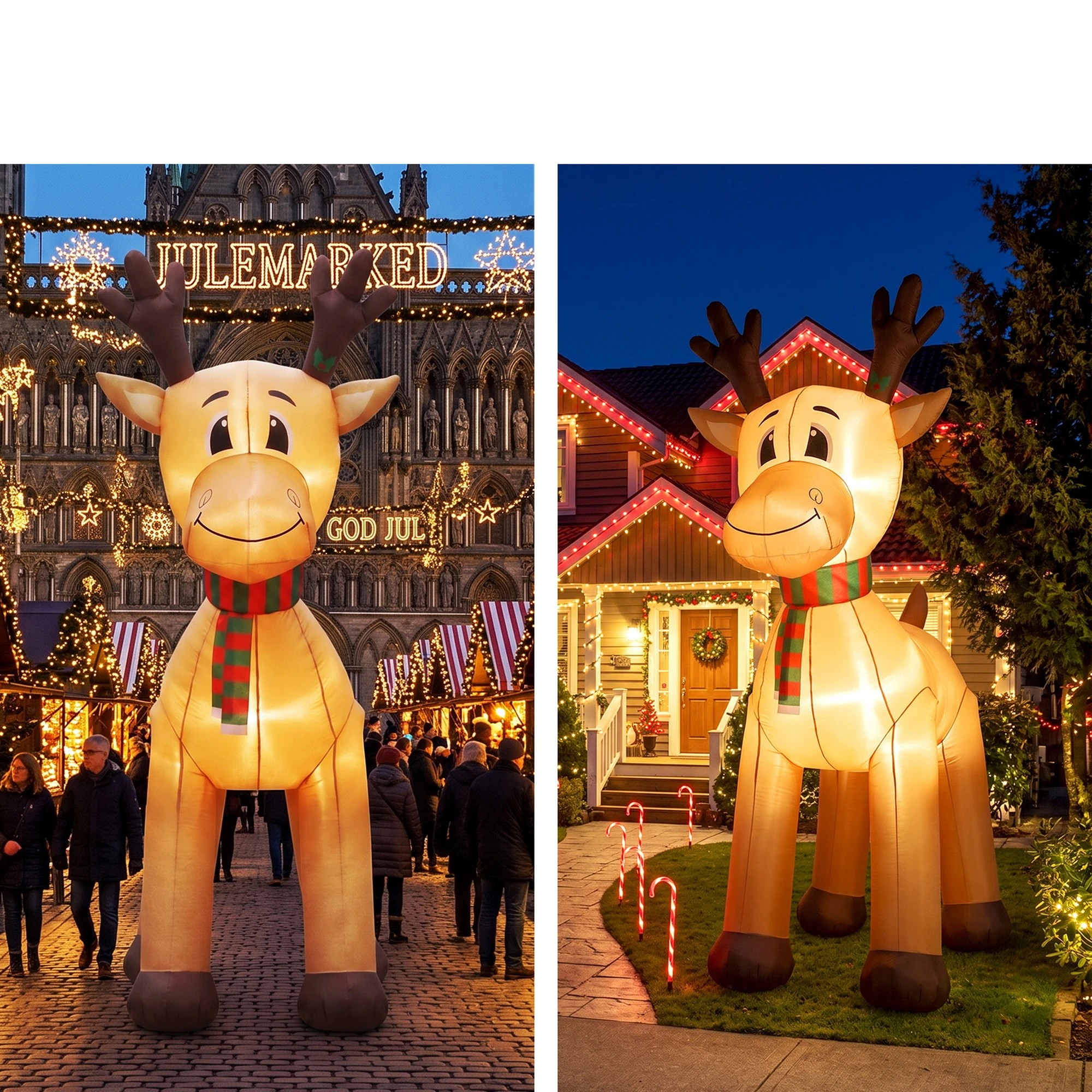 6 Jingle Jollys Christmas Inflatable Reindeer 5M Illuminated Decorations - Multi, 6 of 8