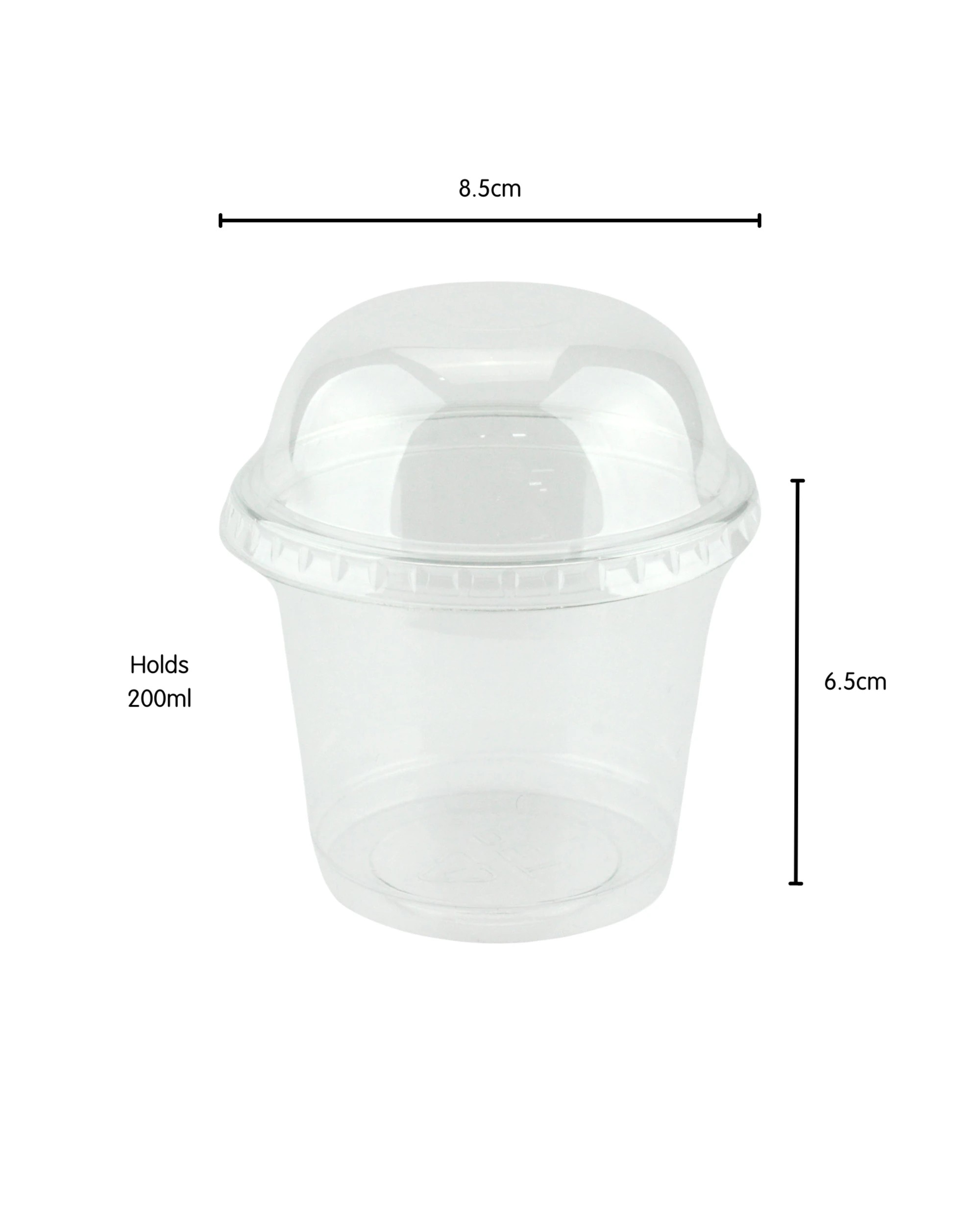 2 Durmaz Clear Snack Cups With Dome Lids 200ml Pack of 5 - Clear, 2 of 3