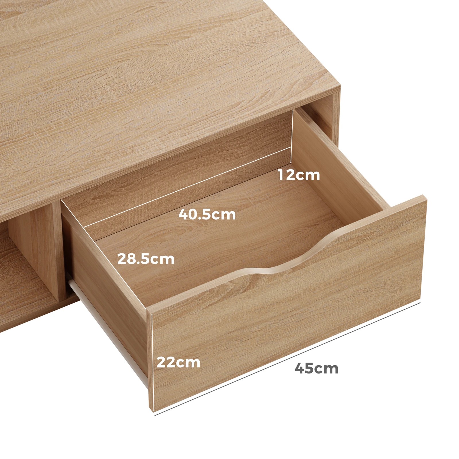 4 Alfordson Coffee Table Storage Tables 2 Drawers Shelf Modern Desk - Oak, 4 of 10