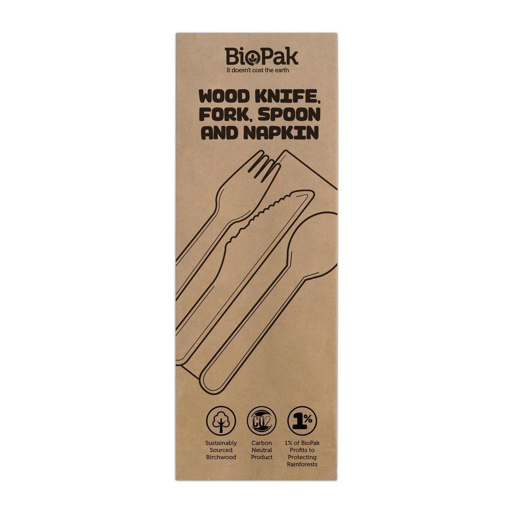 2 Biopak 4 Piece Wooden Cutlery Set, 2 of 3