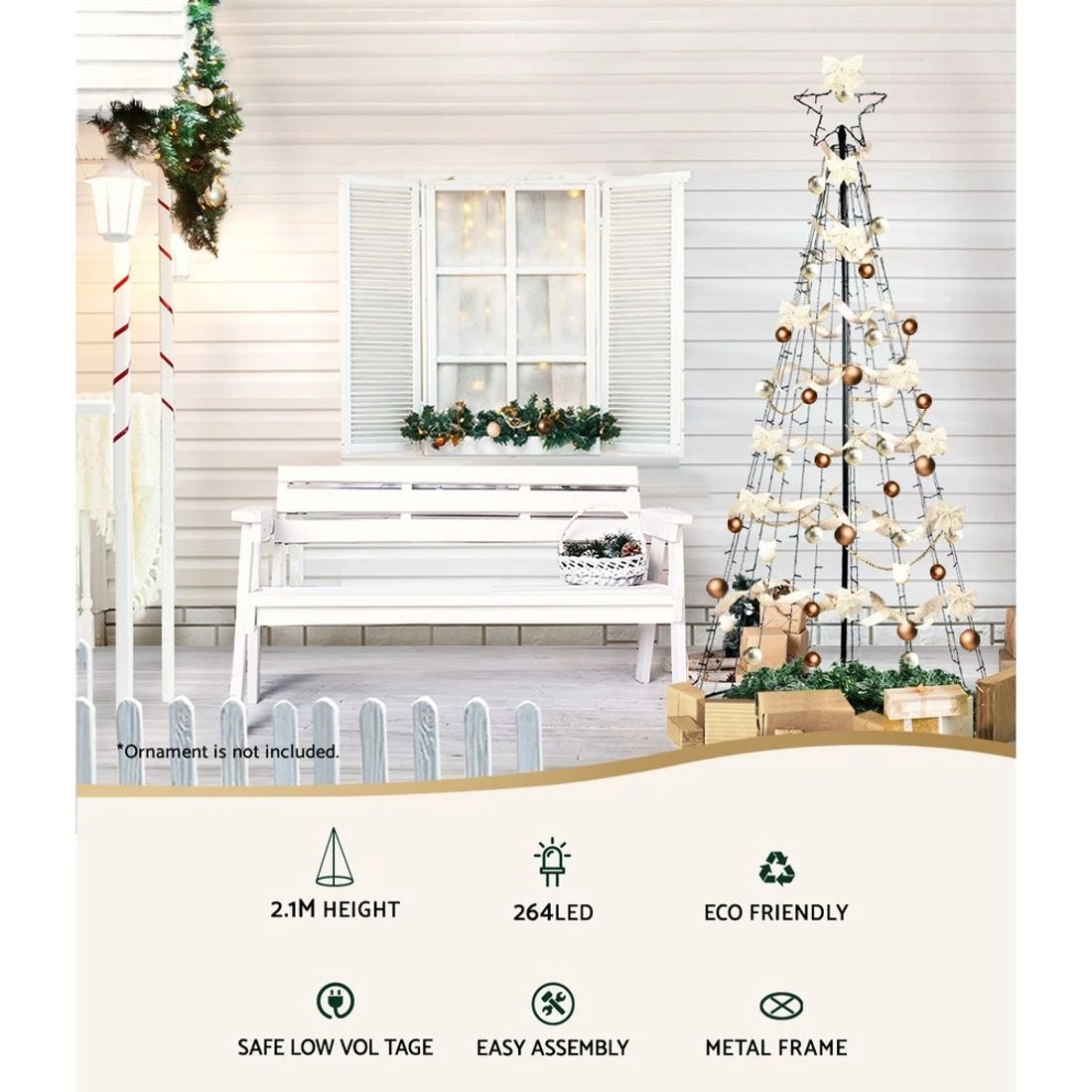 4 Jingle Jollys Solar Christmas Tree 2.1m 264 Led Xmas Tree Decor Lush Foliage Sturdy Stand Easy Assembly
 - Green, 4 of 10