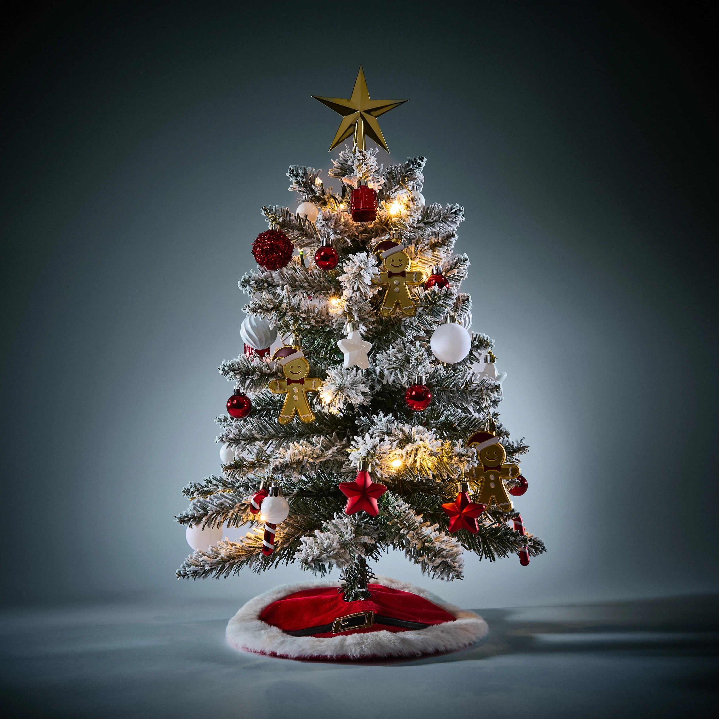 6 60cm (2ft) Light Up Mini Green Flocked Christmas Tree, 6 of 7