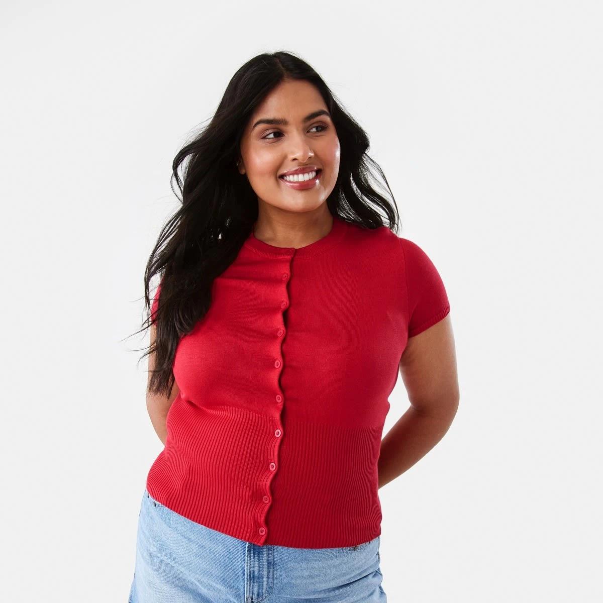 3 Short Sleeve Longline Button Up Top Strawberry, 3 of 8