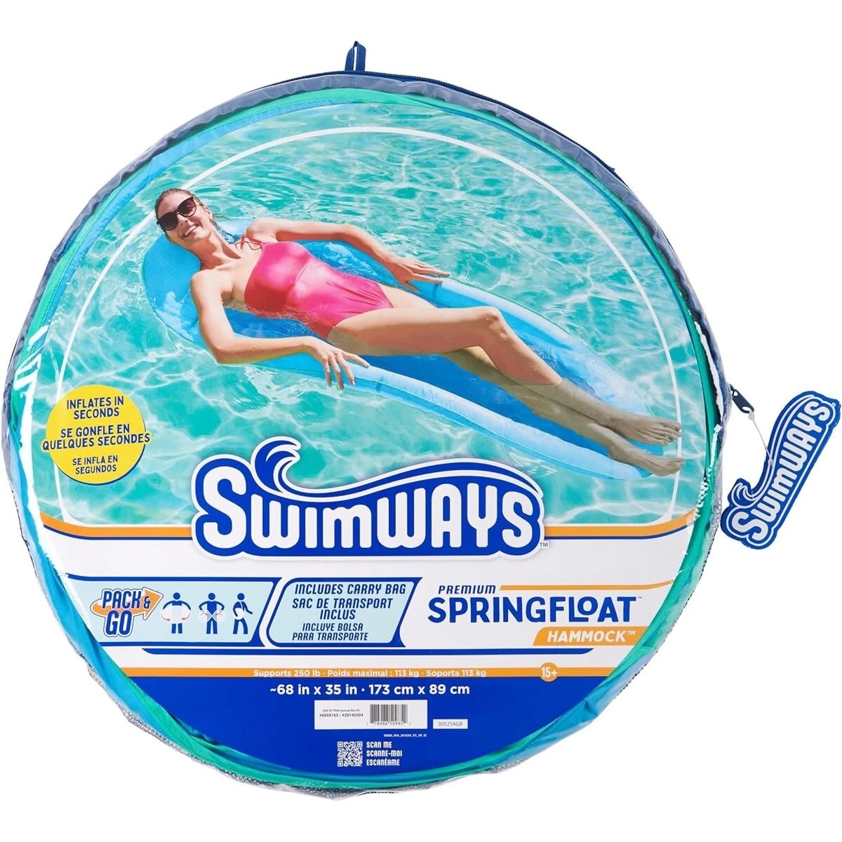 7 SwimWays Premium Spring Float Hammock - Sky Blue, 7 of 7