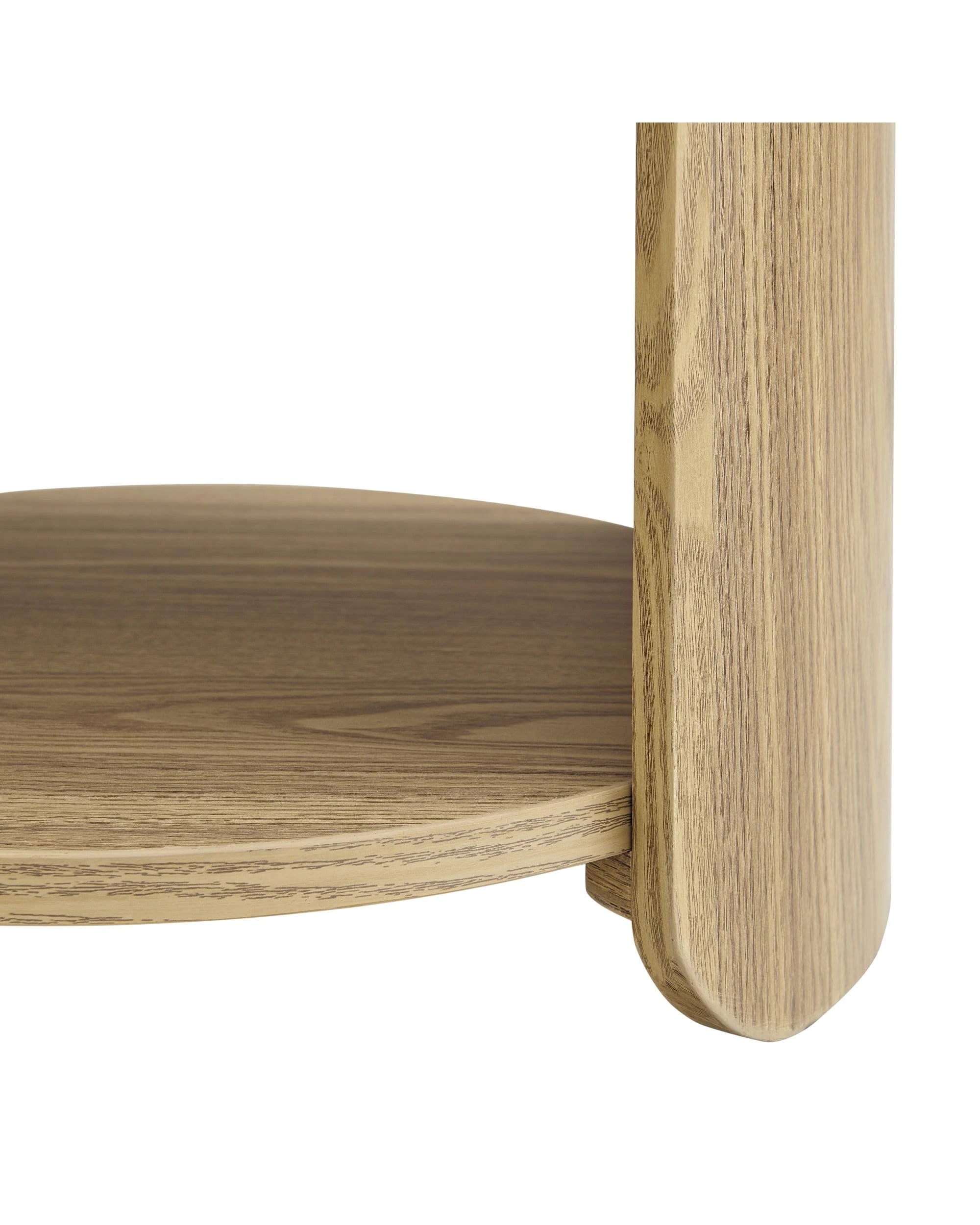 6 Kodu Round Side Table Bedside Table Nightstand with Storage Shelf Oak Look - Natural, 6 of 7