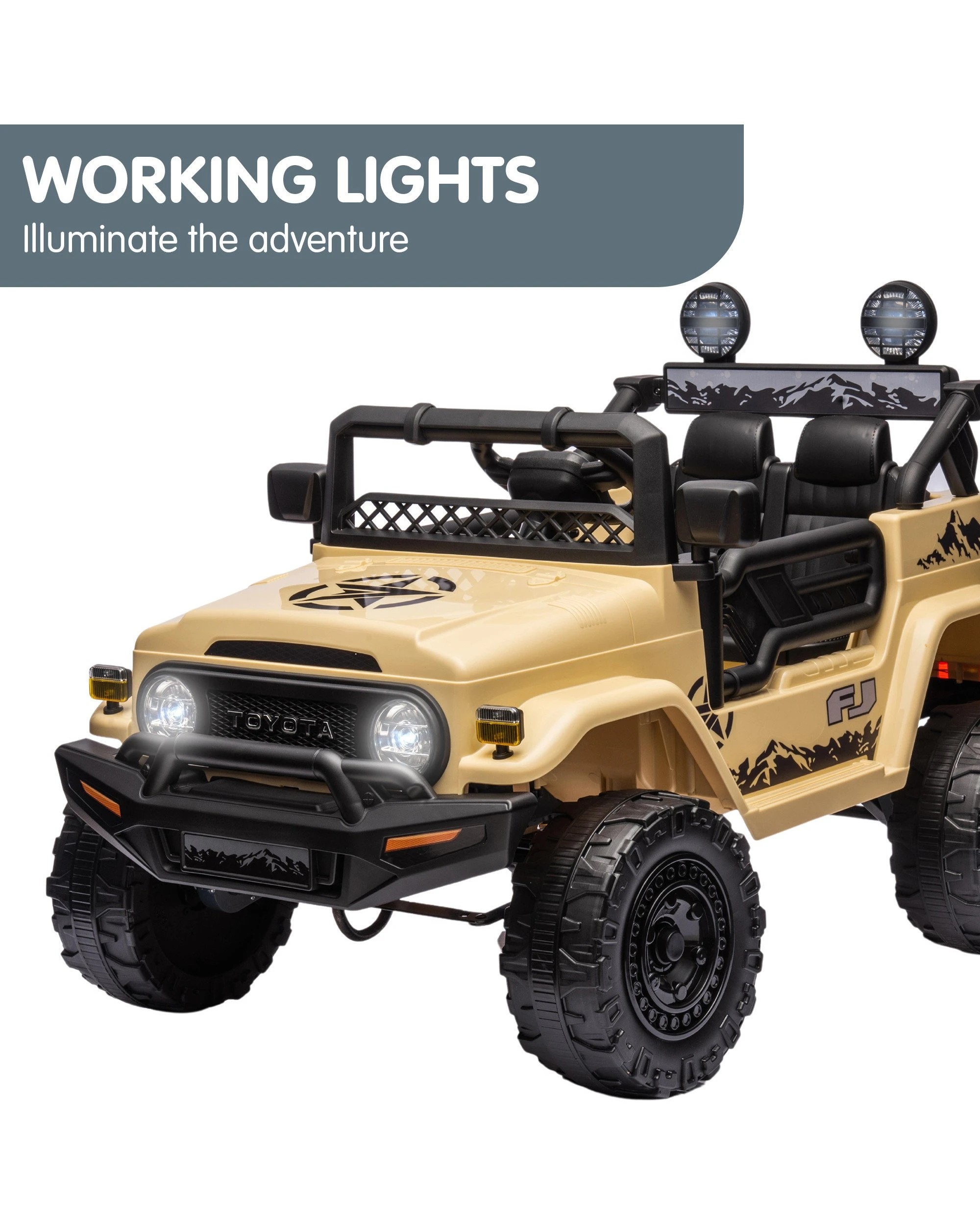 7 Kahuna Authorised Toyota FJ Cruiser Kids Electric Ride On Car - Khaki, 7 of 9