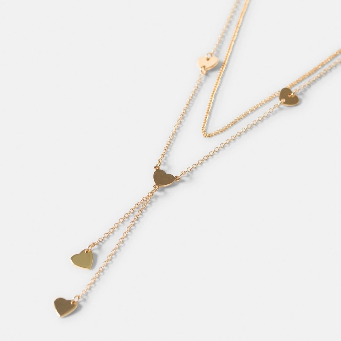 1 Layered Heart Charm Necklace - Gold Tone, 1 of 4