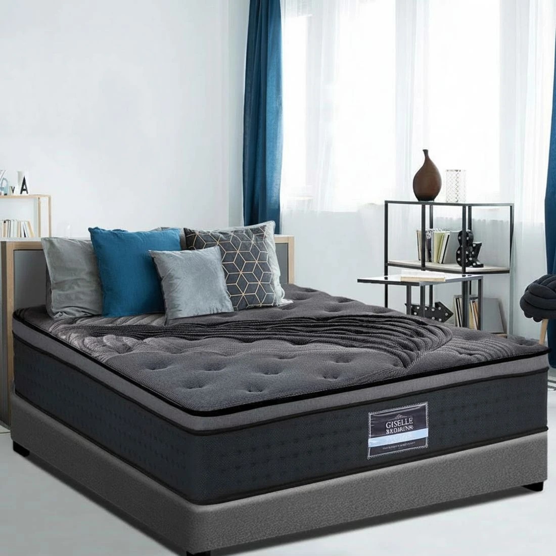 8 Giselle Bedding 34cm Mattress Bamboo Cover Double - Charcoal, 8 of 8