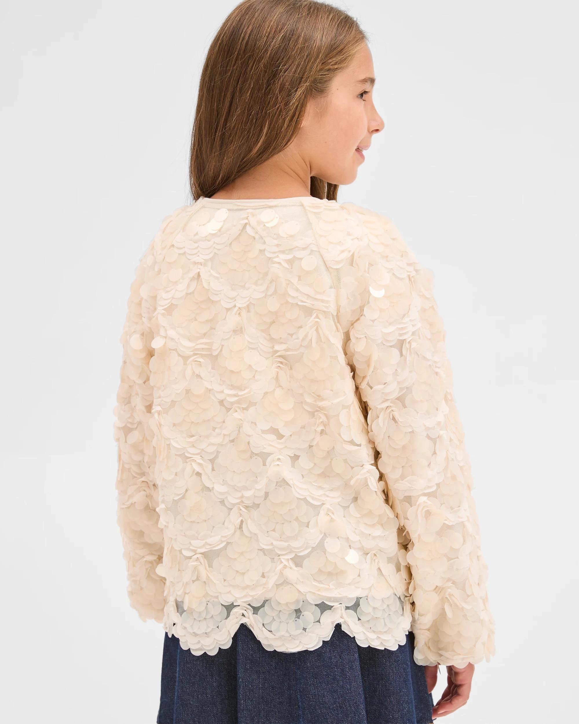 5 Target Kids Sequin Lightweight Tie Front Occasion Jacket CREAM, 5 of 7