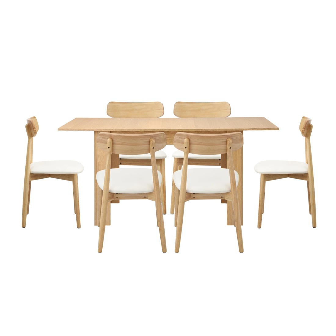 8 Oikiture 160cm Extendable Dining Table with 6x Dining Chairs PU Leather - Natural, 8 of 9