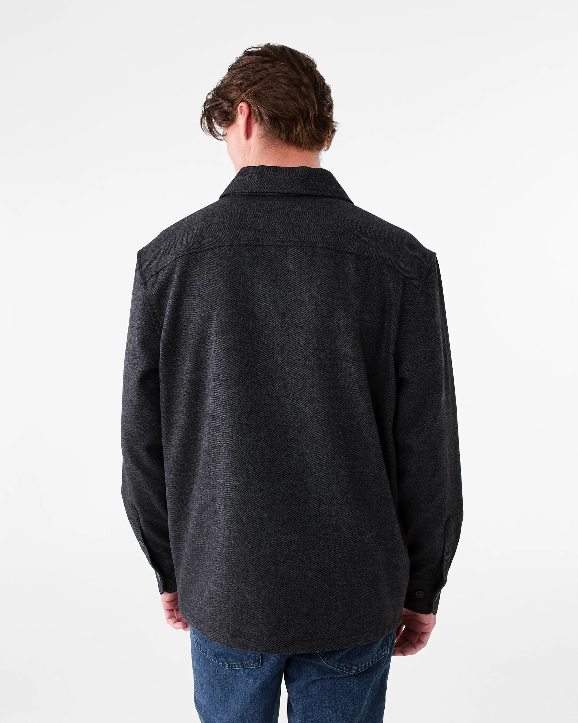 4 Long Sleeve Herringbone Shirt Black, 4 of 8
