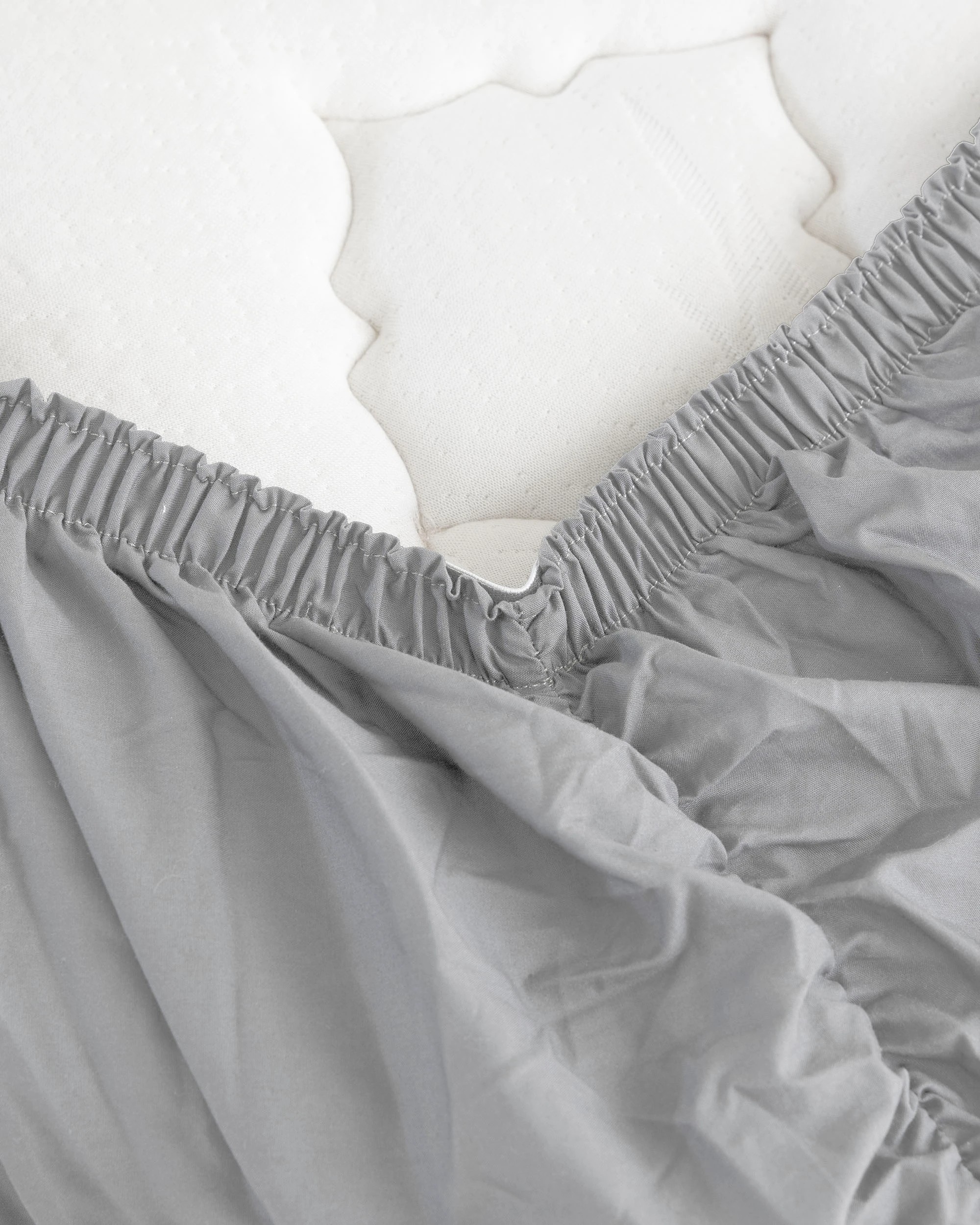 6 Bambury TRUFit Wide Elastic 100% Cotton Deep pocket Fitted Sheet - Long Single Bed - Silver, 6 of 7