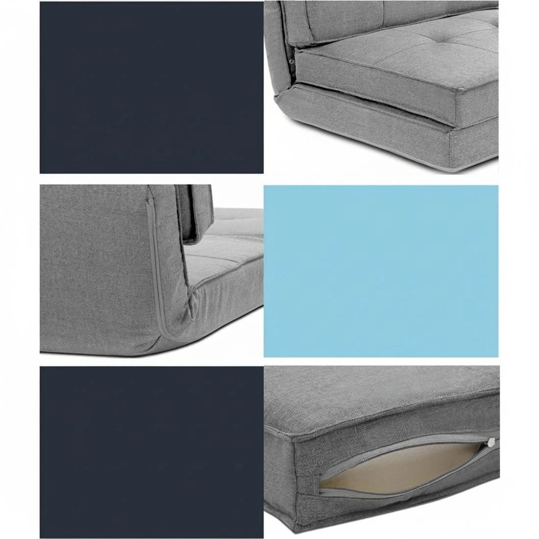 5 Artiss Floor Lounge Single Sofa Bed  Fabric - Grey, 5 of 6