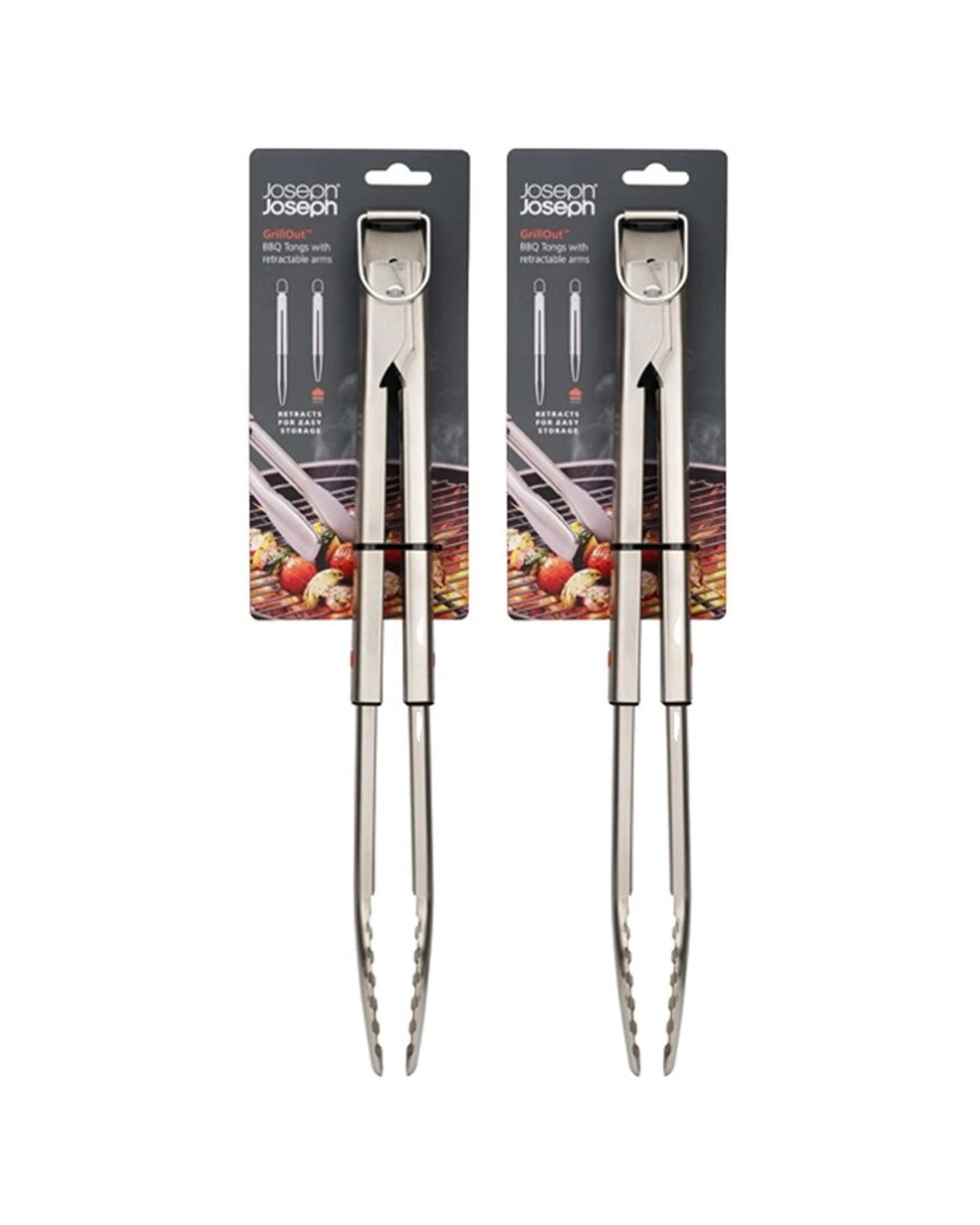 1 Joseph Joseph 2PK GrillOut BBQ Tongs Retractable Arms Stainless Steel - Silver, 1 of 7