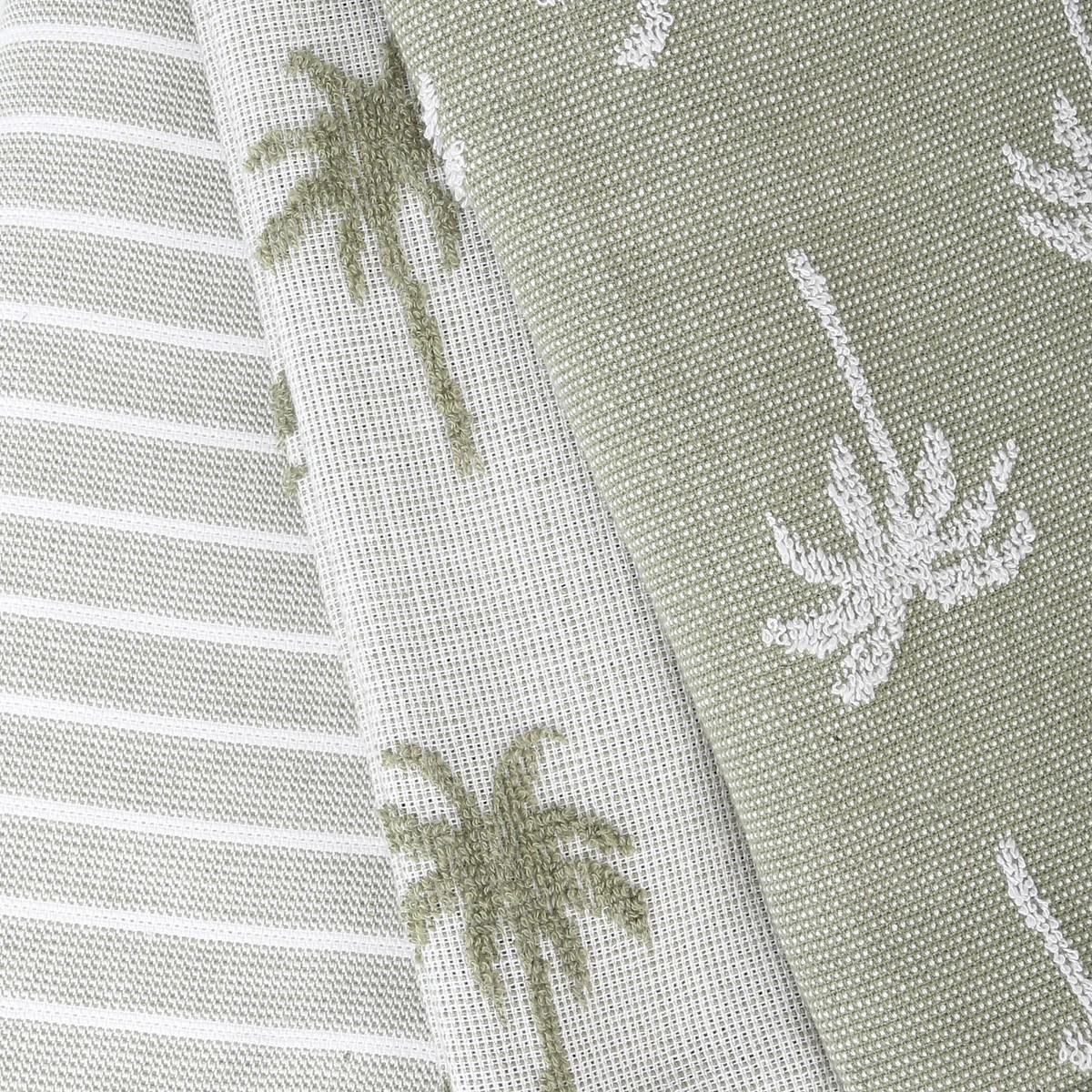 2 3 Pack Green Palm Tea Towels, 2 of 6