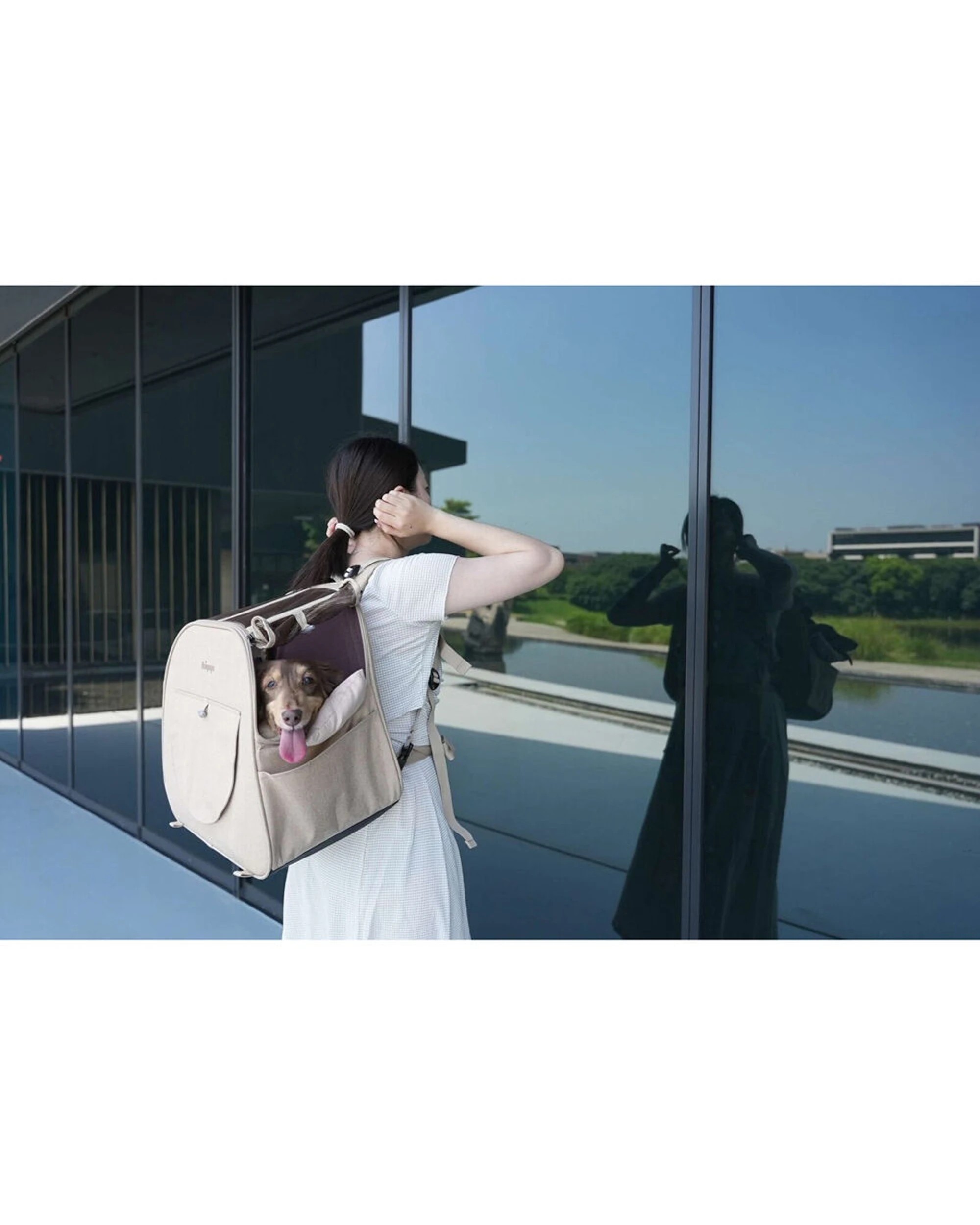 2 Ibiyaya The Loafer Pet Backpack Carrier Airline-Friendly Ventilated Travel - Beige, 2 of 4