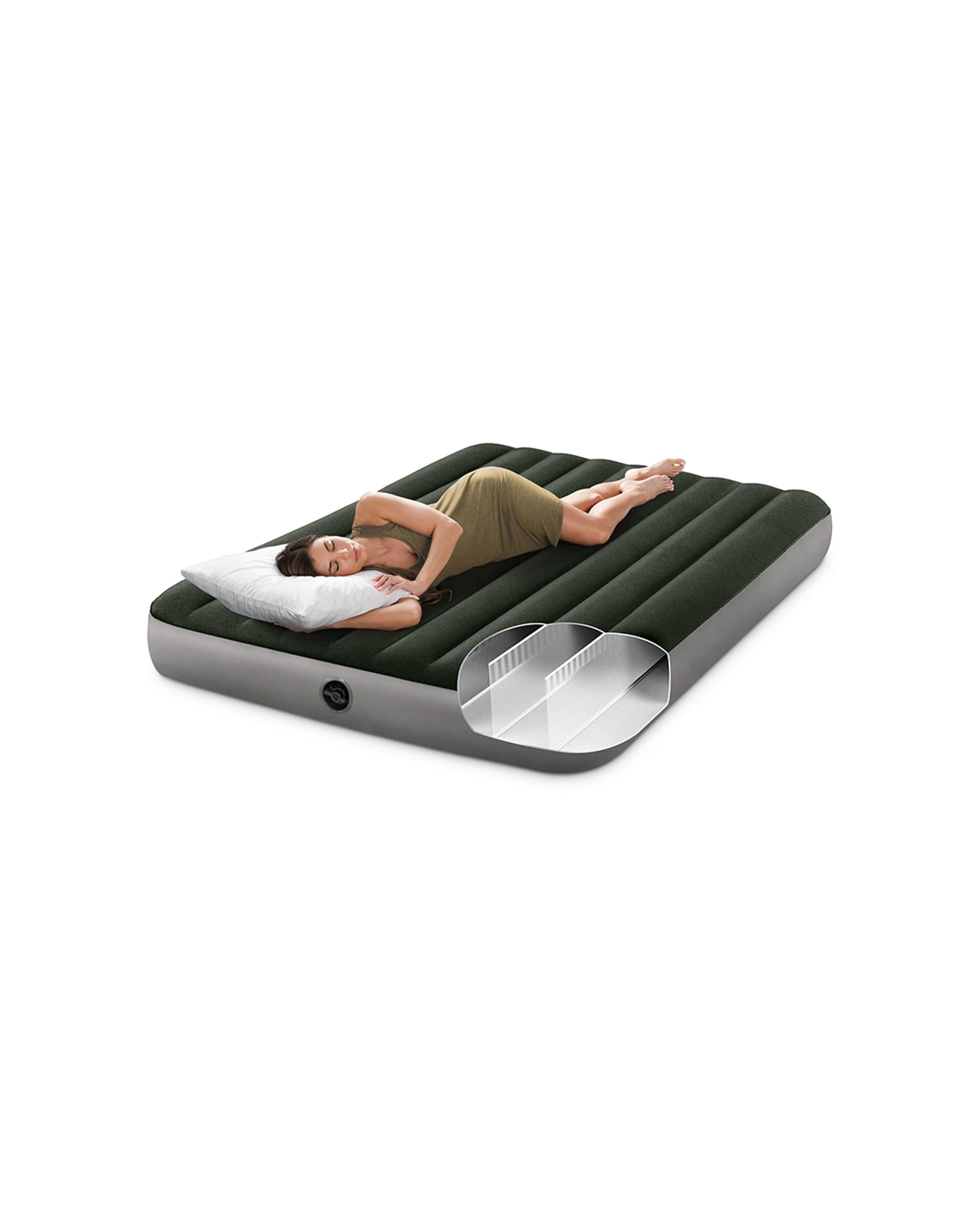 2 Intex Dura-Beam Downy Infaltable Airbed With Foot Bip - Queen Bed - Grey, 2 of 4