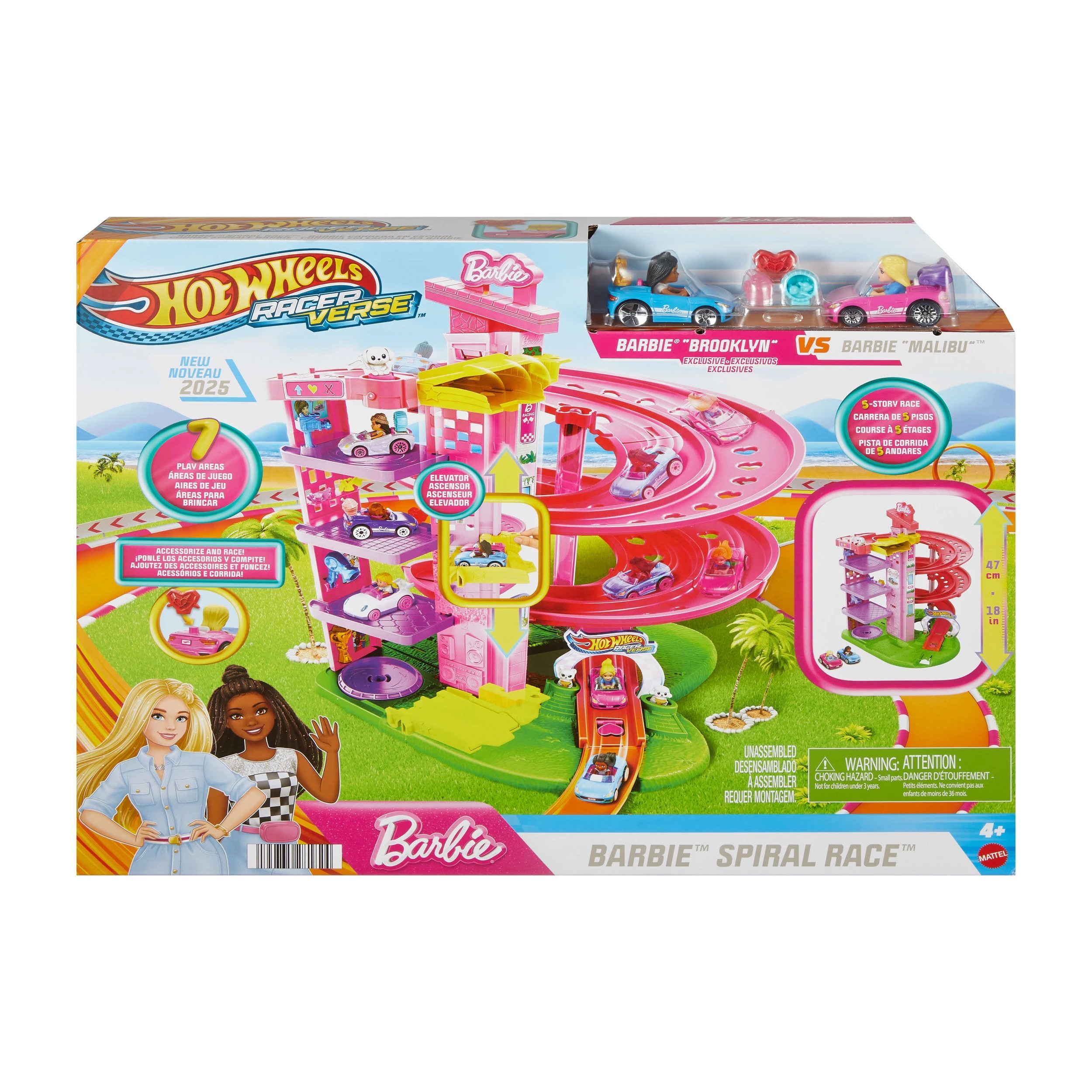 1 Hot Wheels RacerVerse Barbie Spiral Race Track Set, 1 of 6