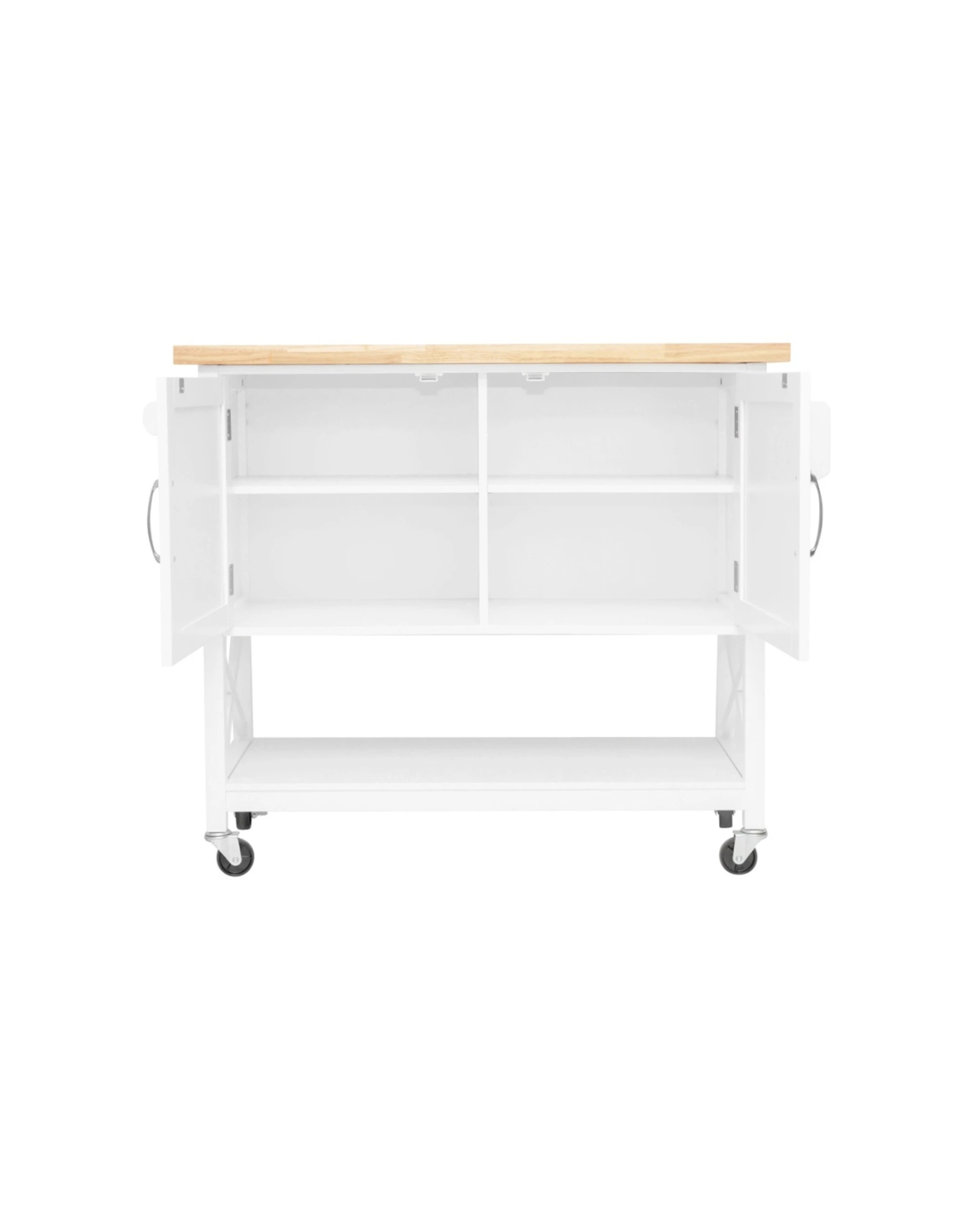 5 Alpine Bay Hamptons Kitchen Island 2 Door Solid Wood Top 116cm Wide - White, 5 of 8