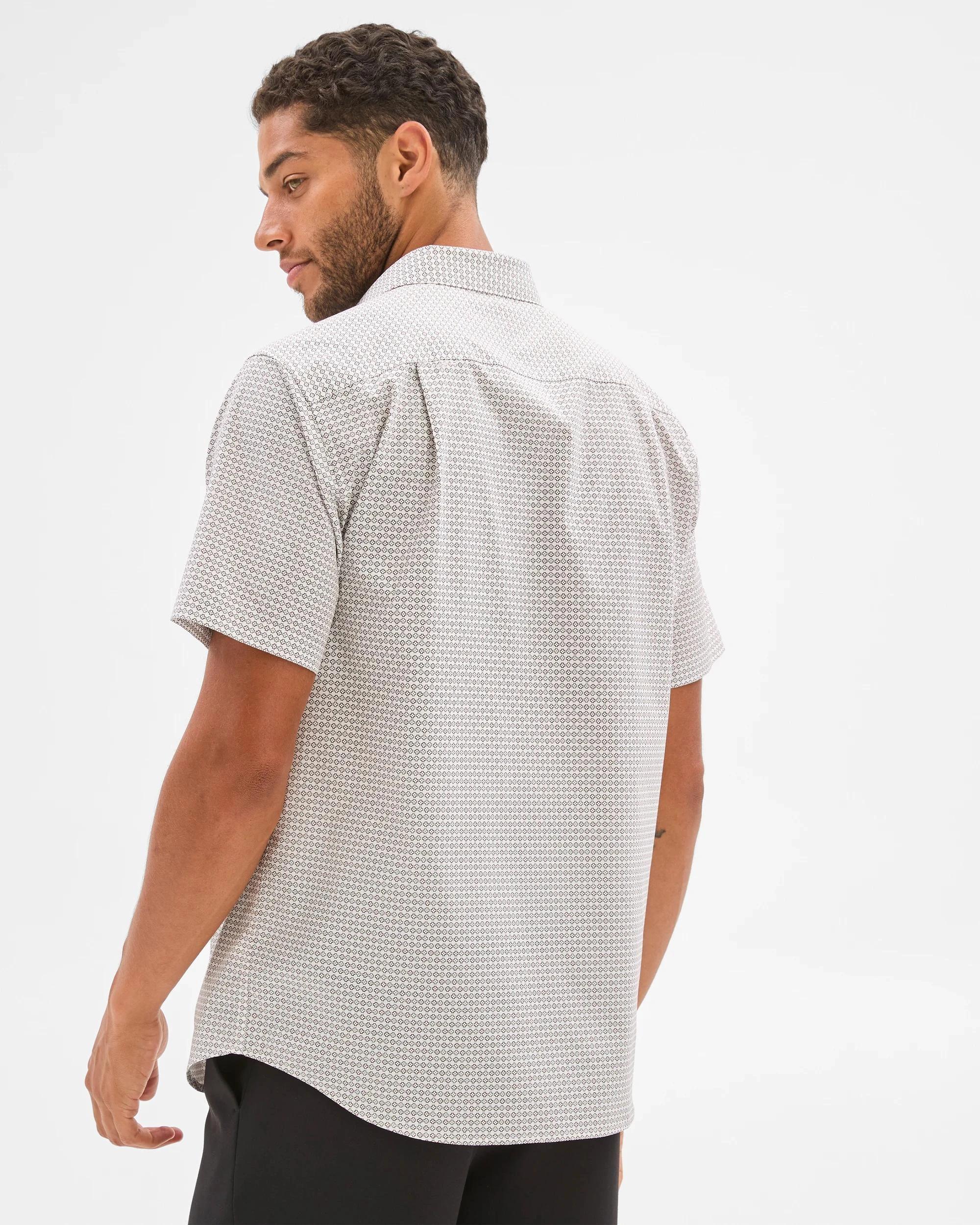 6 Preview Australian Cotton Short Sleeve Shirt BITTER CHOC GEO, 6 of 6