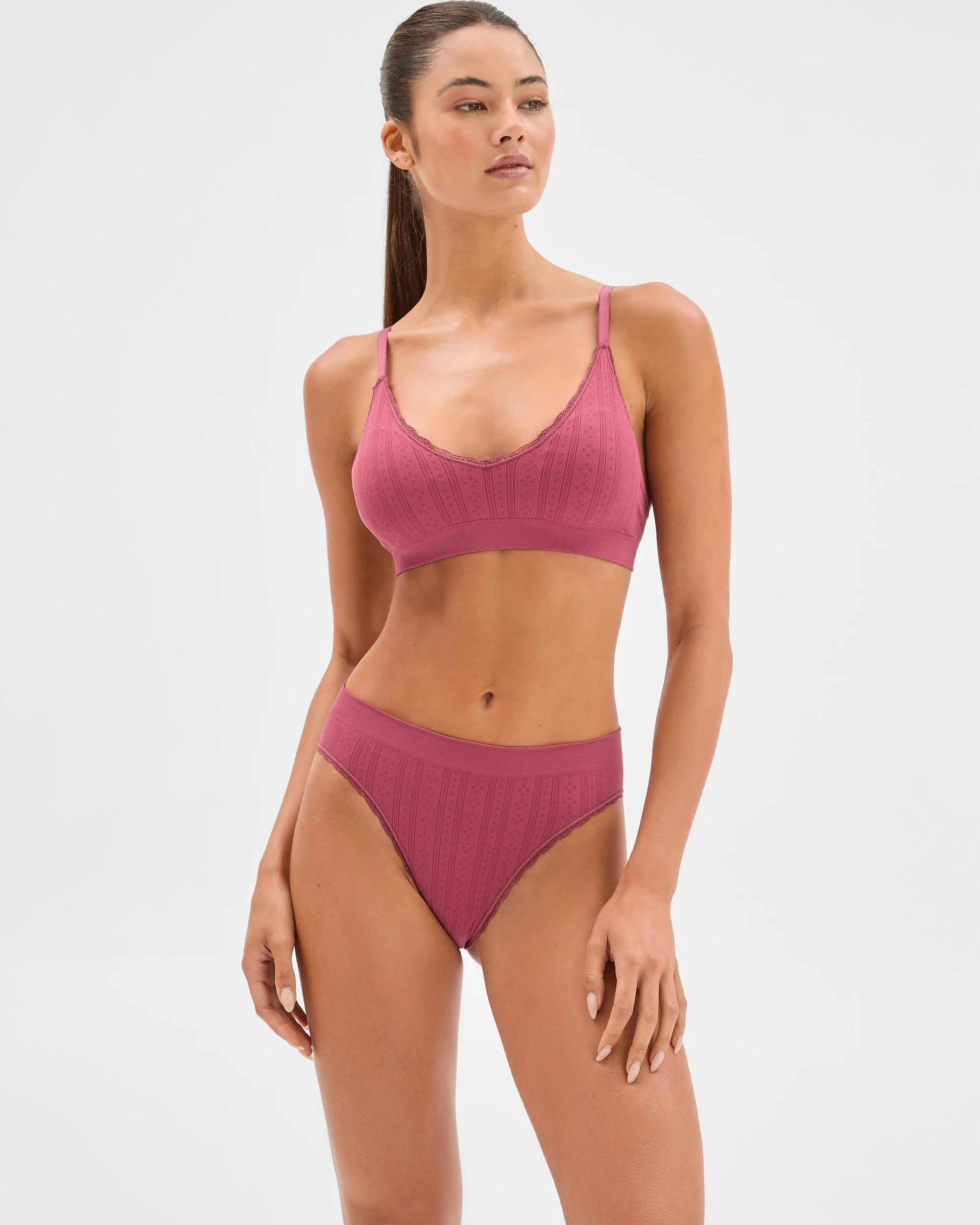 1 Lily Loves Pointelle High Waist Bikini Briefs RED, 1 of 5
