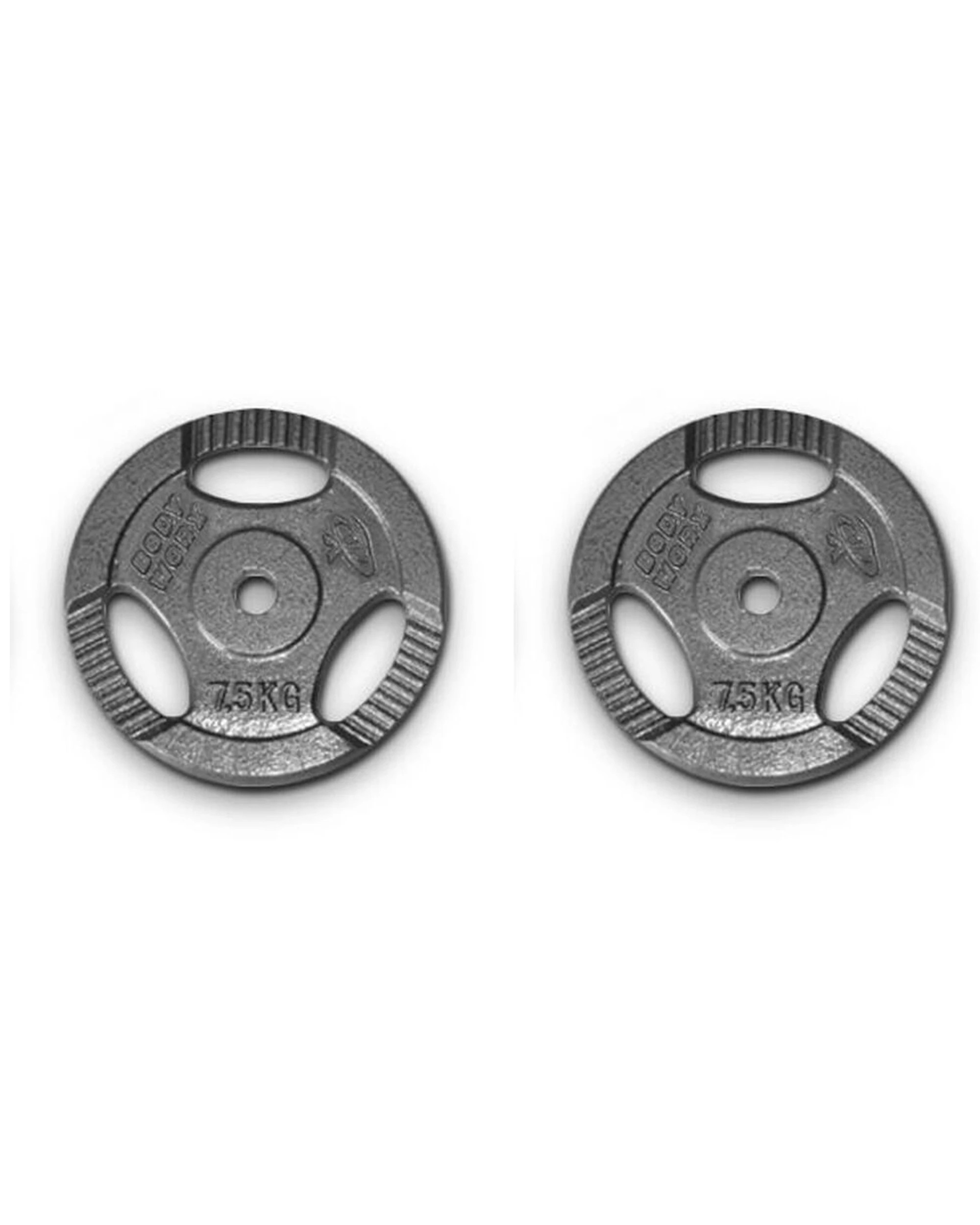 1 Bodyworx Ezy Grip Standard Disc Weight Plate 2 Pack 7.5kg Cast Iron Home Gym - Black, 1 of 2