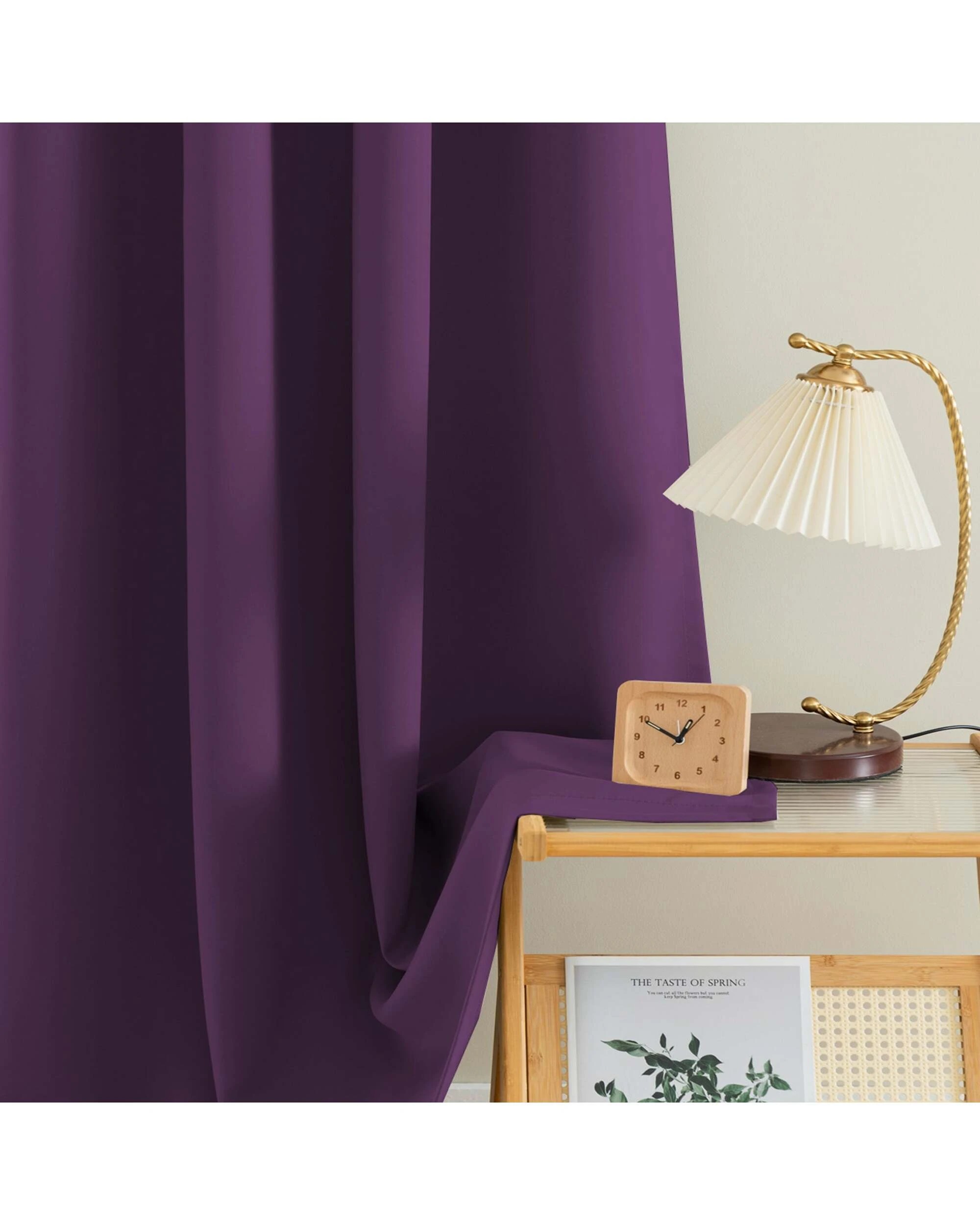 2 Smarcute Blockout Grommet Solid Curtain - 2X 132x183cm - Purple, 2 of 4
