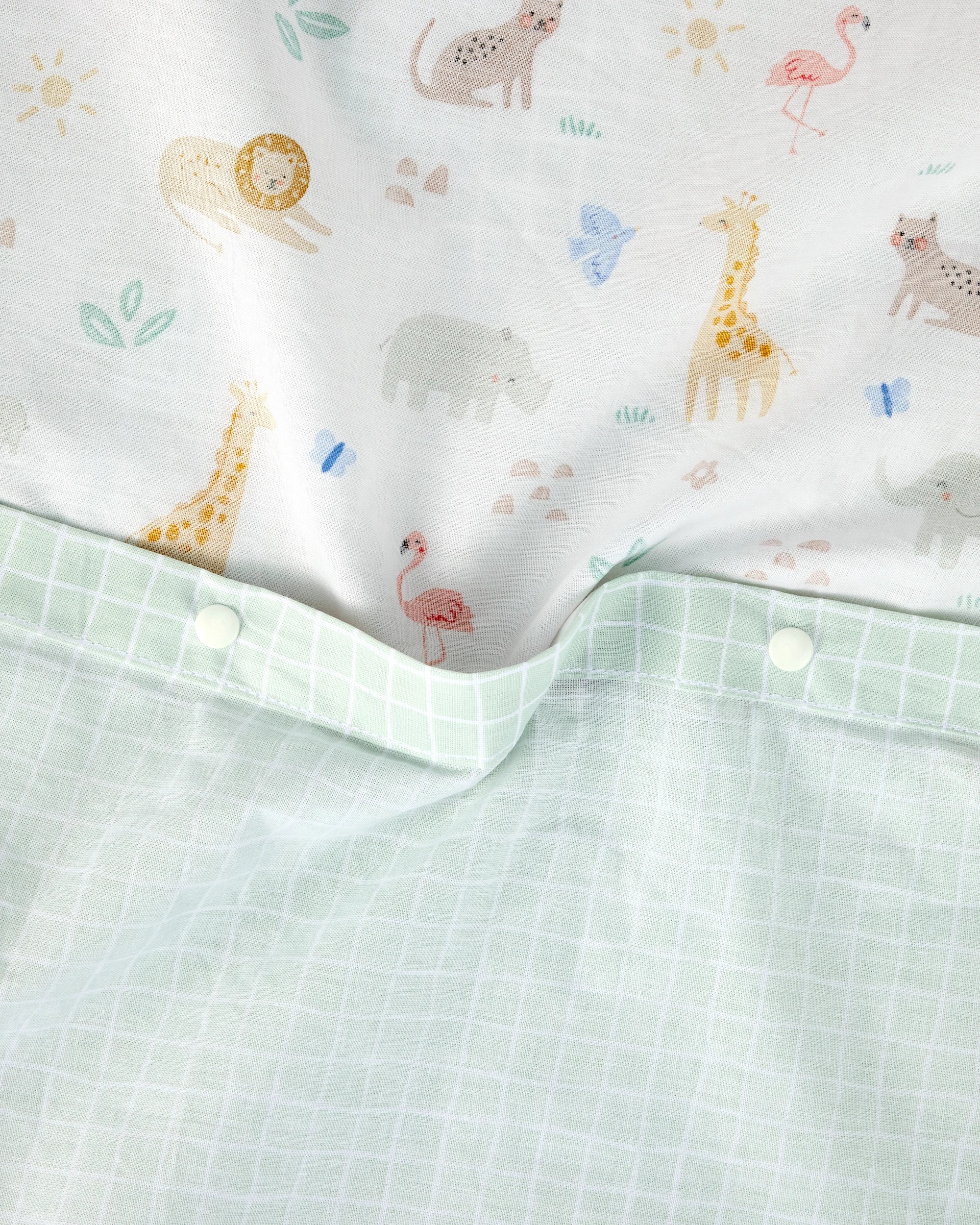 4 Reversible Cotton Cot Quilt Cover Set - Safari, 4 of 5