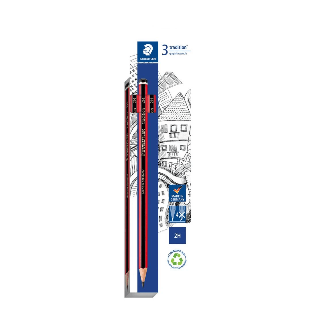 1 Staedtler Tradition Graphite Pencils 2H 3 Pack, 1 of 3