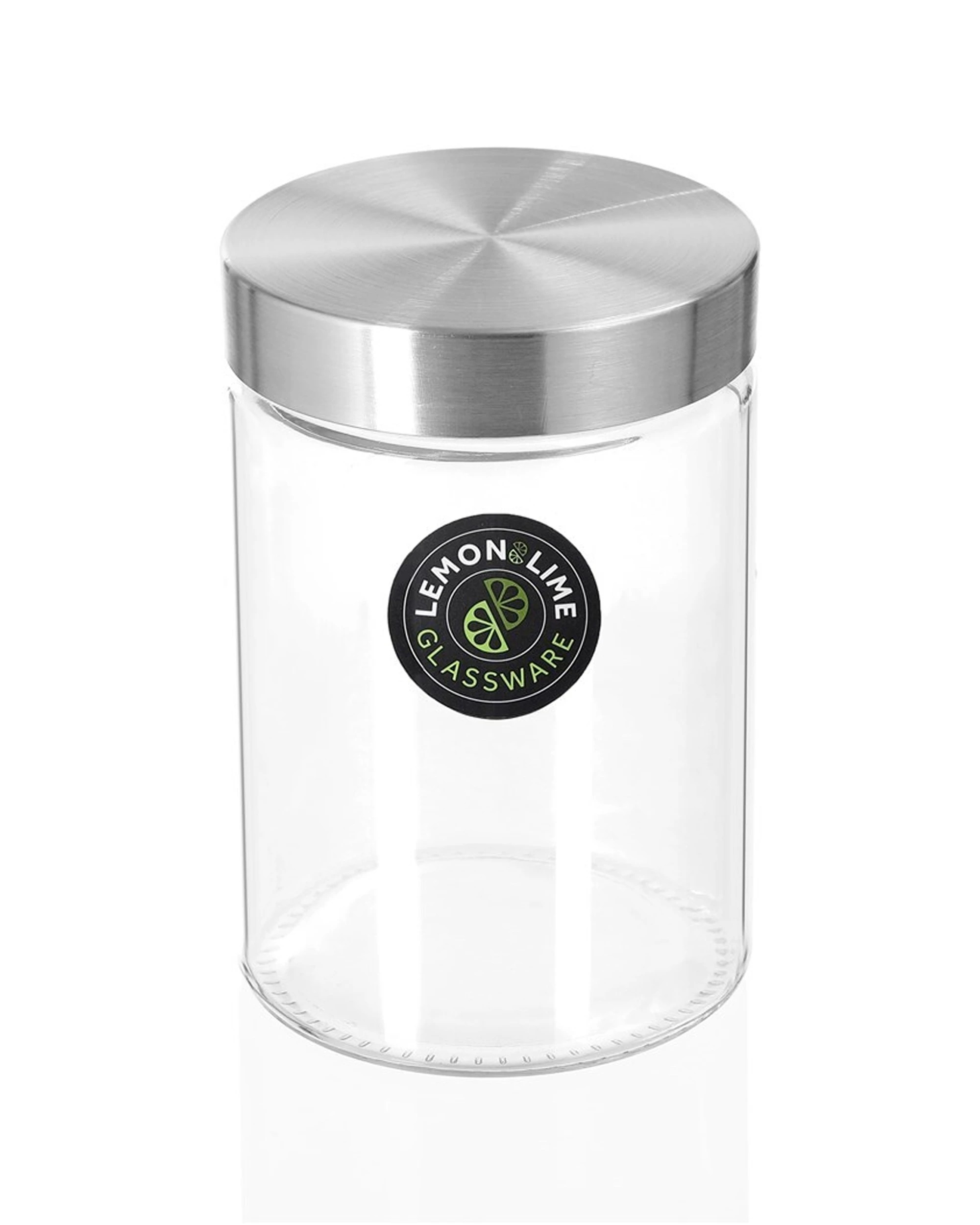 3 Lemon & Lime Alto 1.2l Glass Jar 17cm Stainless Steel Lid Home Kitchen Storage - Clear, 3 of 3