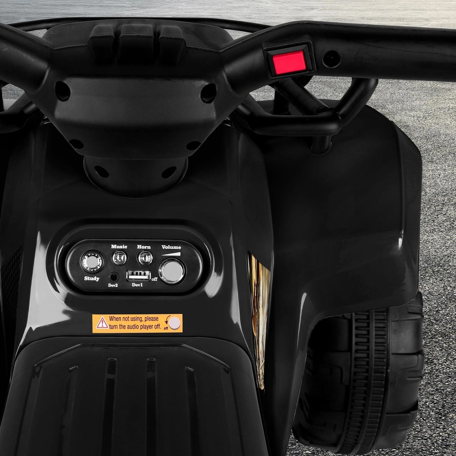 8 Alfordson Kids Ride On Car Electric ATV Toy 25W Motor W/ USB MP3 LED Light - Black, 8 of 10