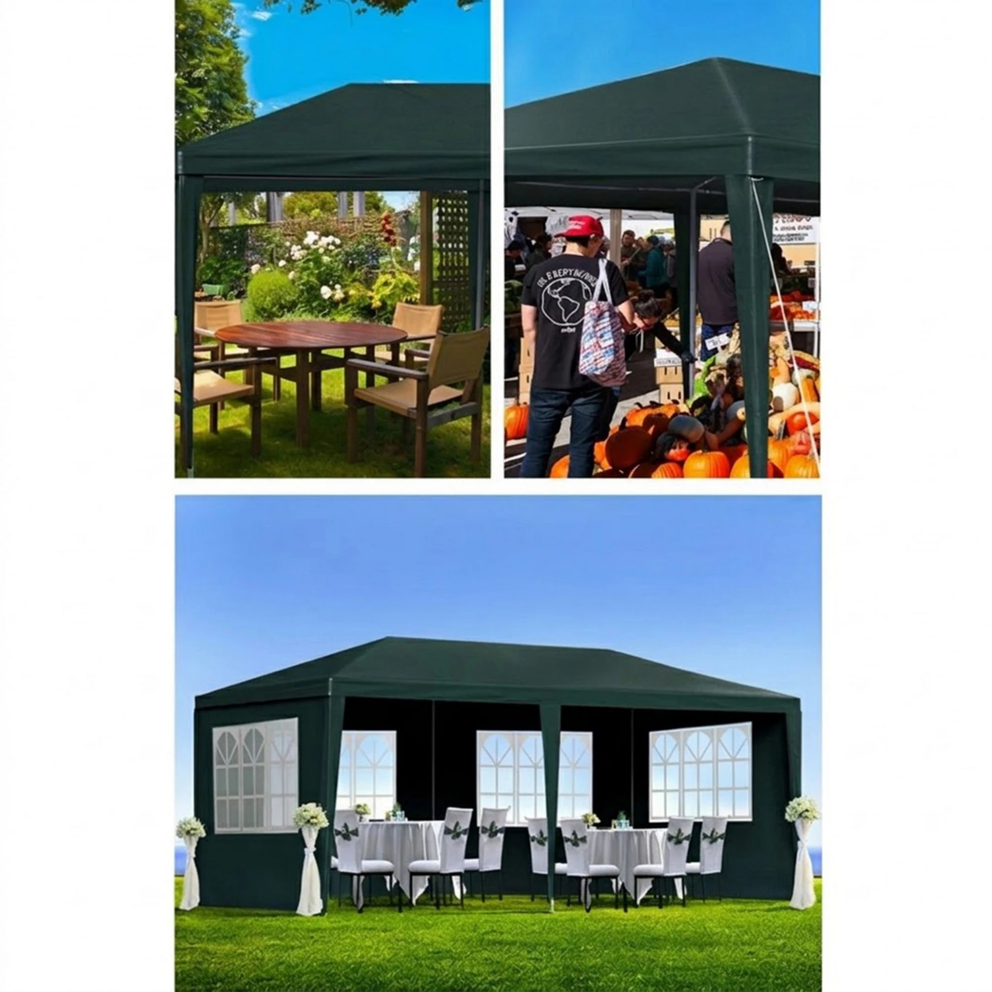 5 Instahut Gazebo  Marquee Wedding Party Tent Outdoor Camping Side Wall Canopy 4 Panel - Green, 5 of 7