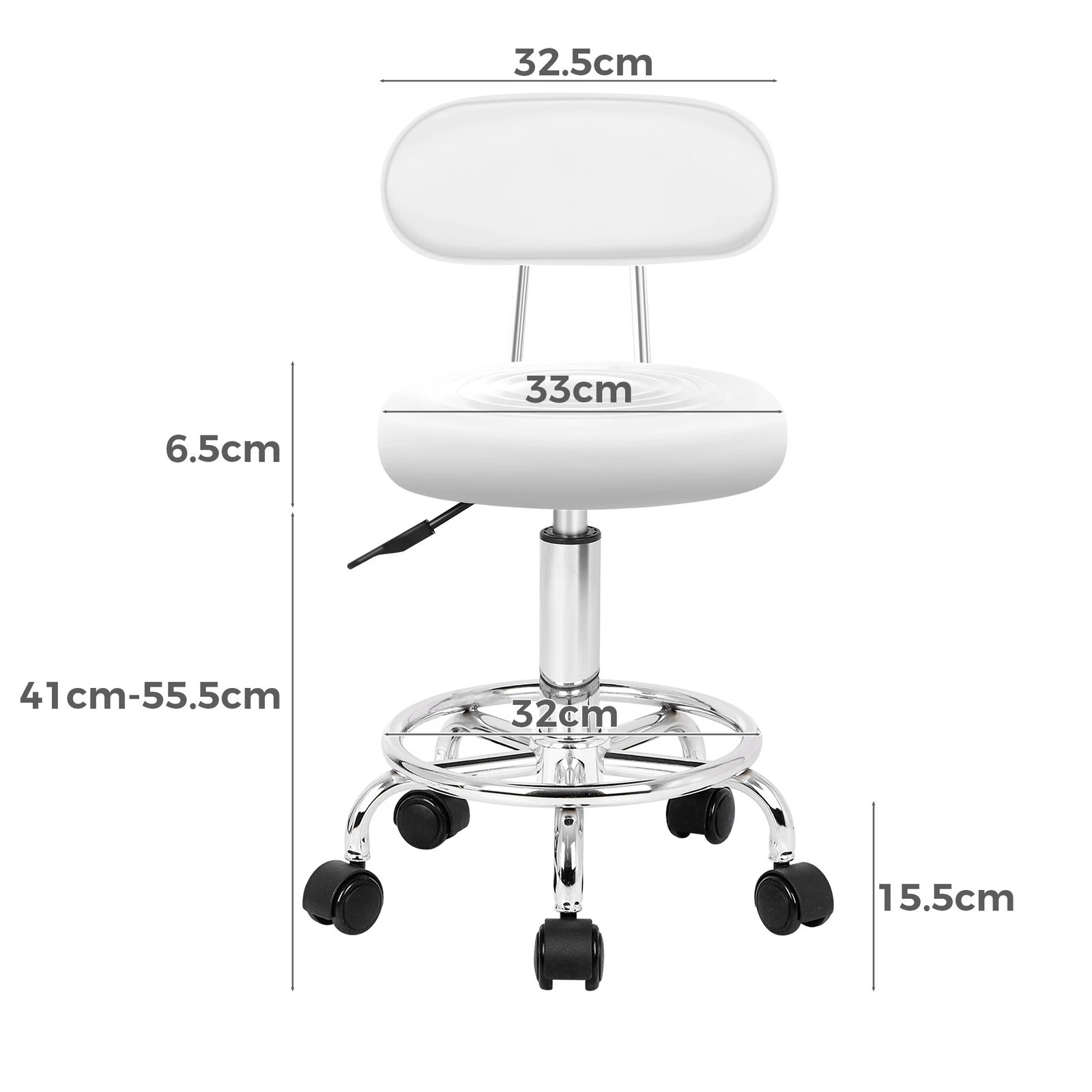 7 Alfordson Salon Stool Backrest Swivel Barber Hair Dress Chair Declan - White, 7 of 9