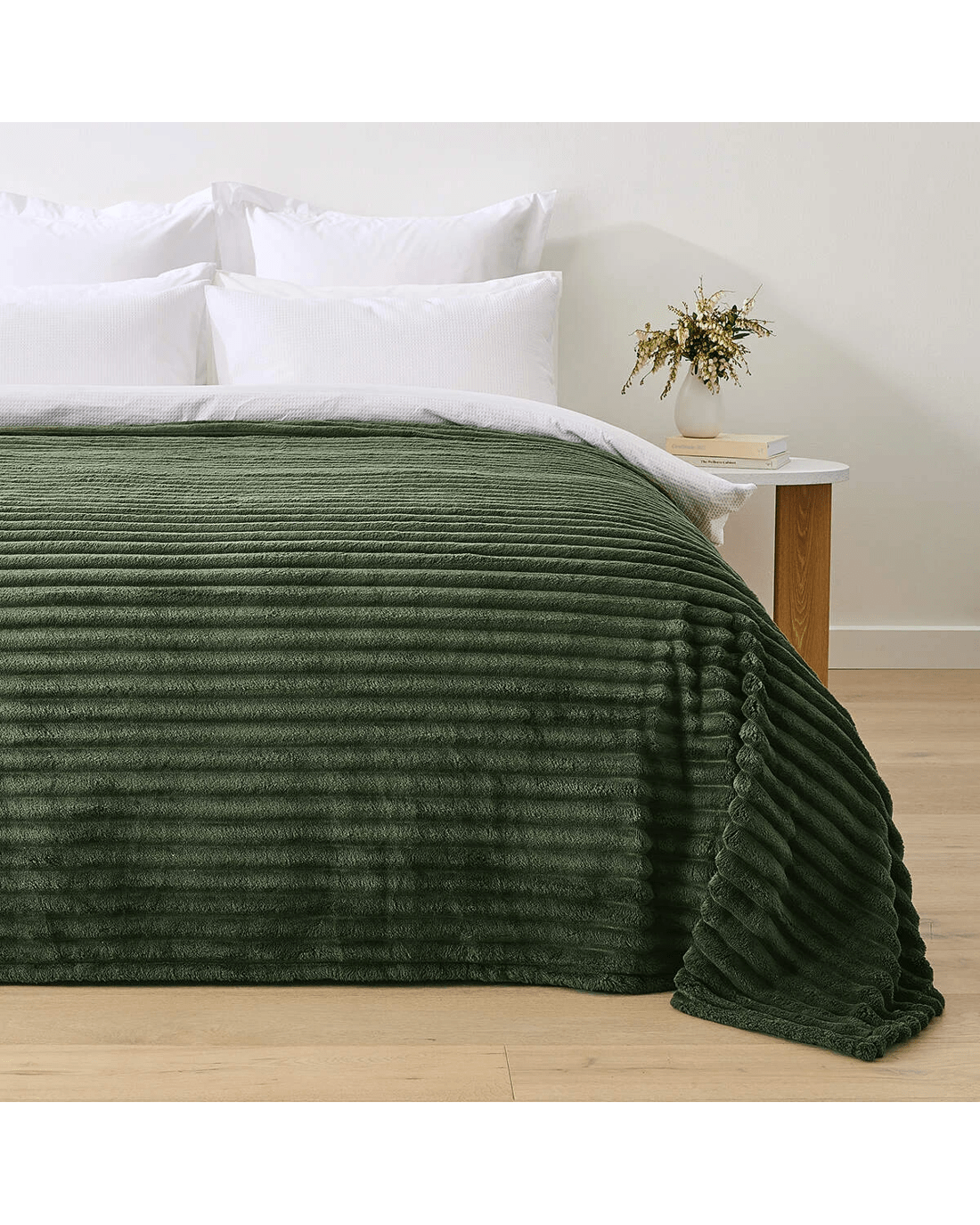 2 Plush Ribbed Blanket - Queen/King Bed, Forest, 2 of 6